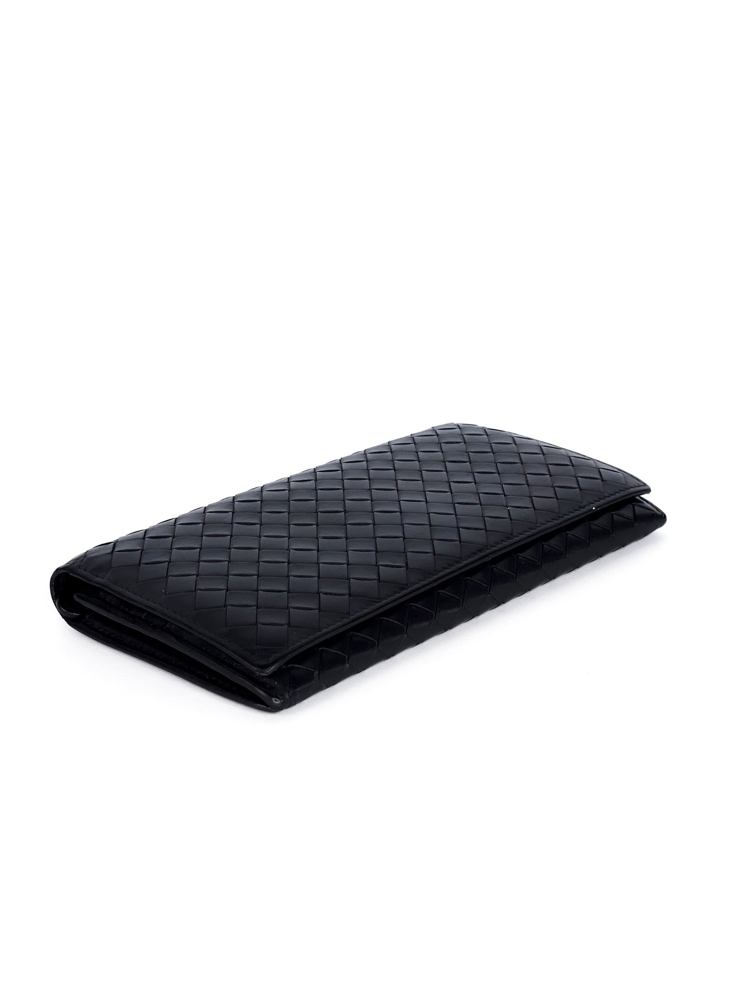 Bottega Veneta Black Intrecciato Leather Continental Wallet