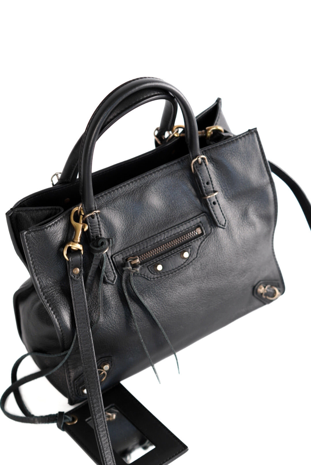 Balenciaga Calfskin Papier Mini A4 Tote Black