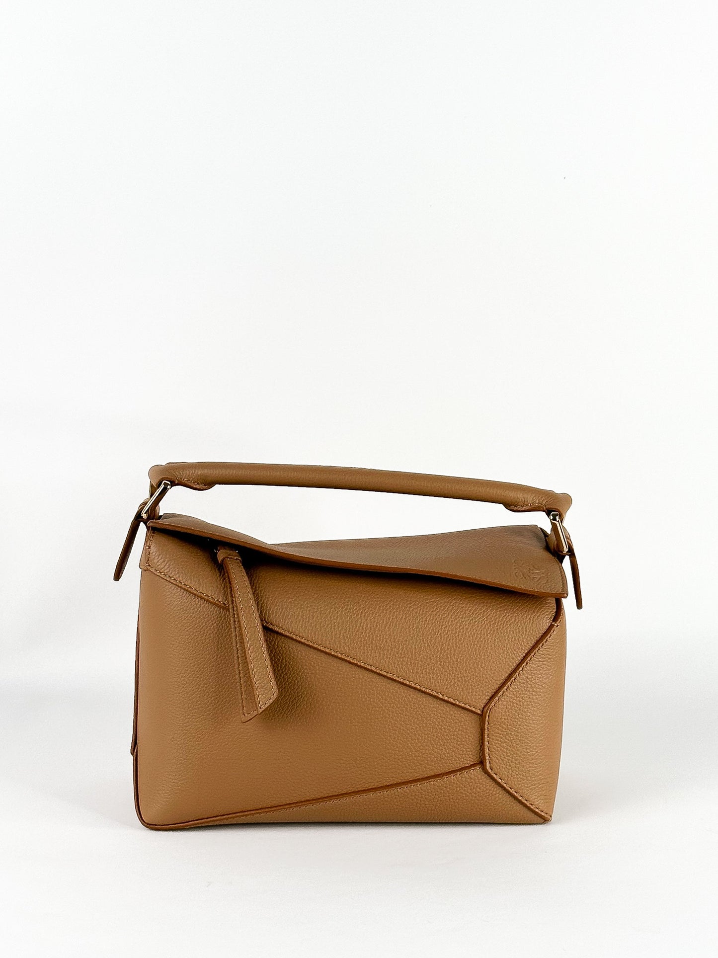 Loewe Puzzle Edge Small Leather Handbag in Toffee