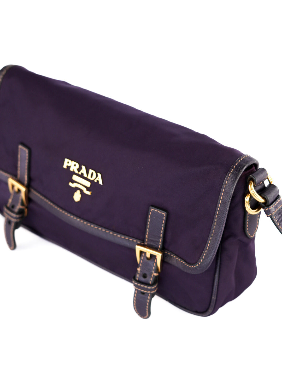 Prada Tessuto Nylon Saffiano Small Flap Messenger Bag