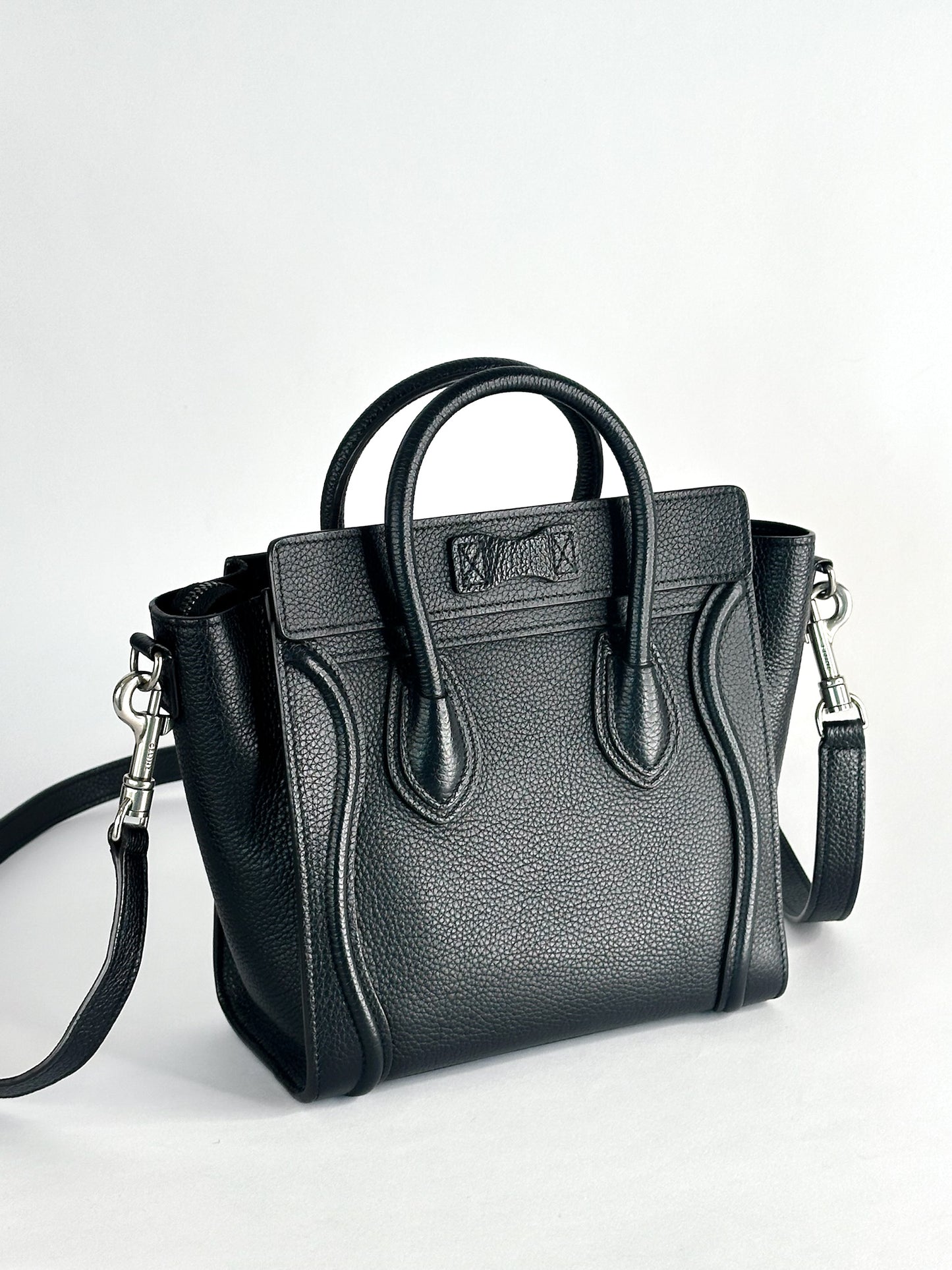 Celine Nano Luggage Bag In Drummed Calfskin Leather