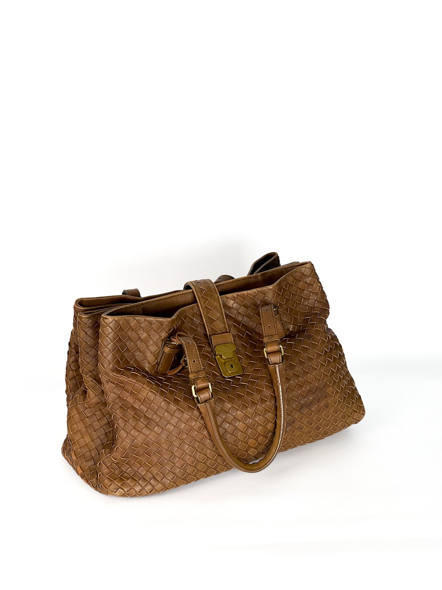 Bottega Veneta Tan Intrecciato Leather Roma Tote