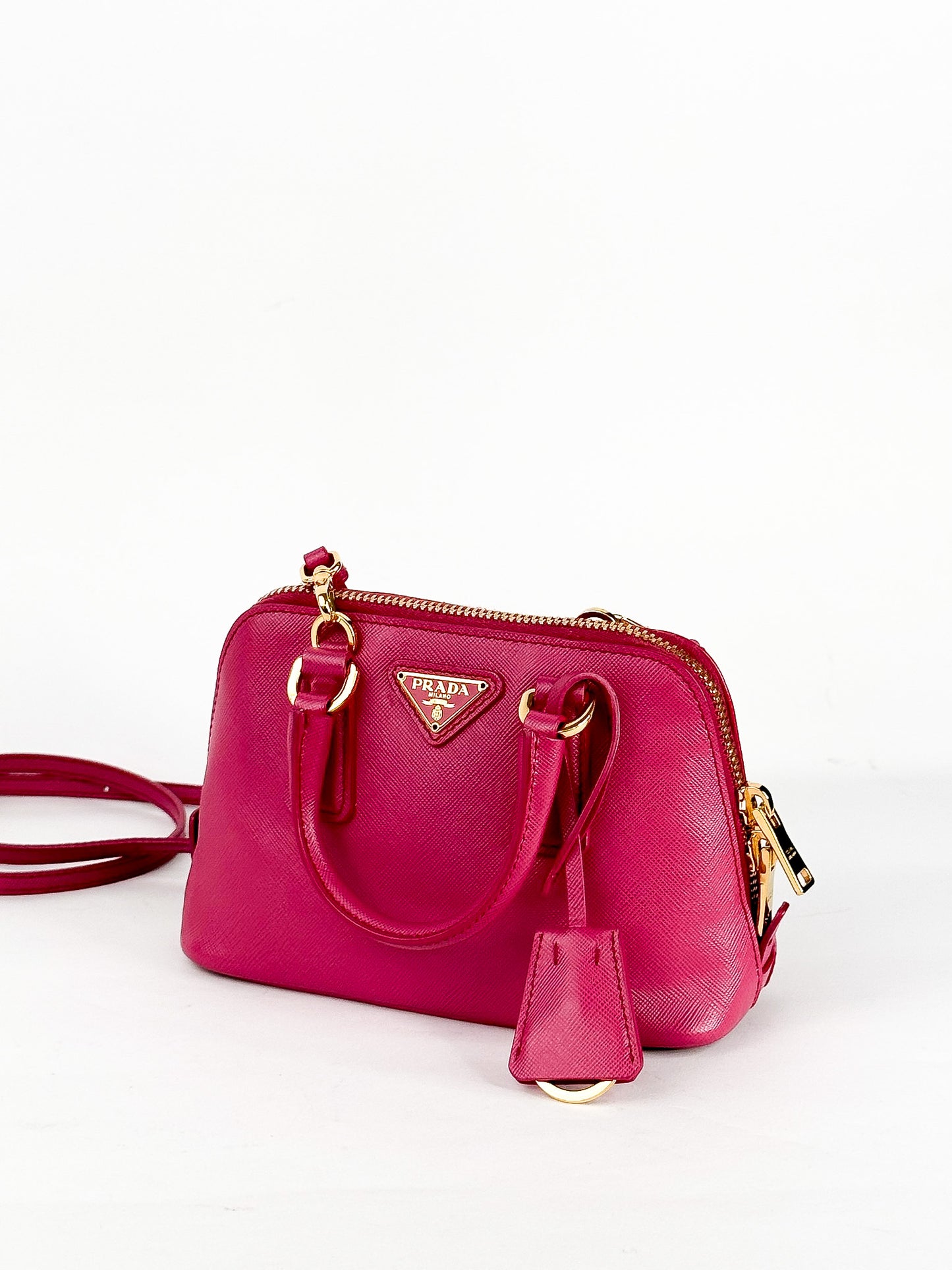 Prada Mini Saffiano Promenade Bag, Fuschia Pink