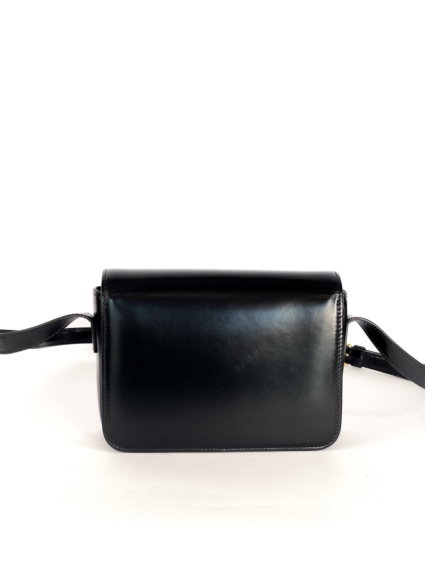 Celine Triomphe Leather Handbag In Black