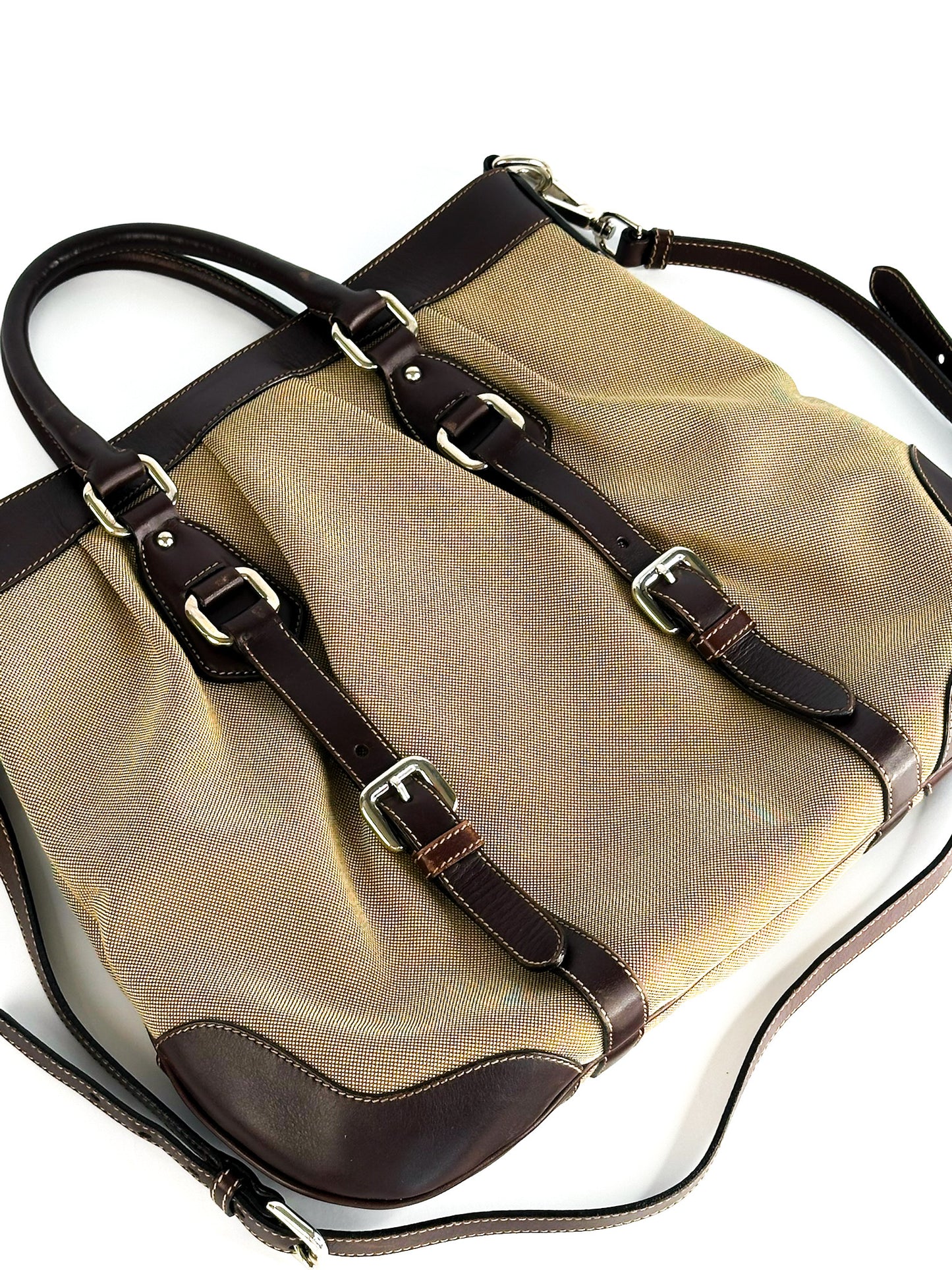 Prada Jacquard Two Way Tote Shoulder Bag
