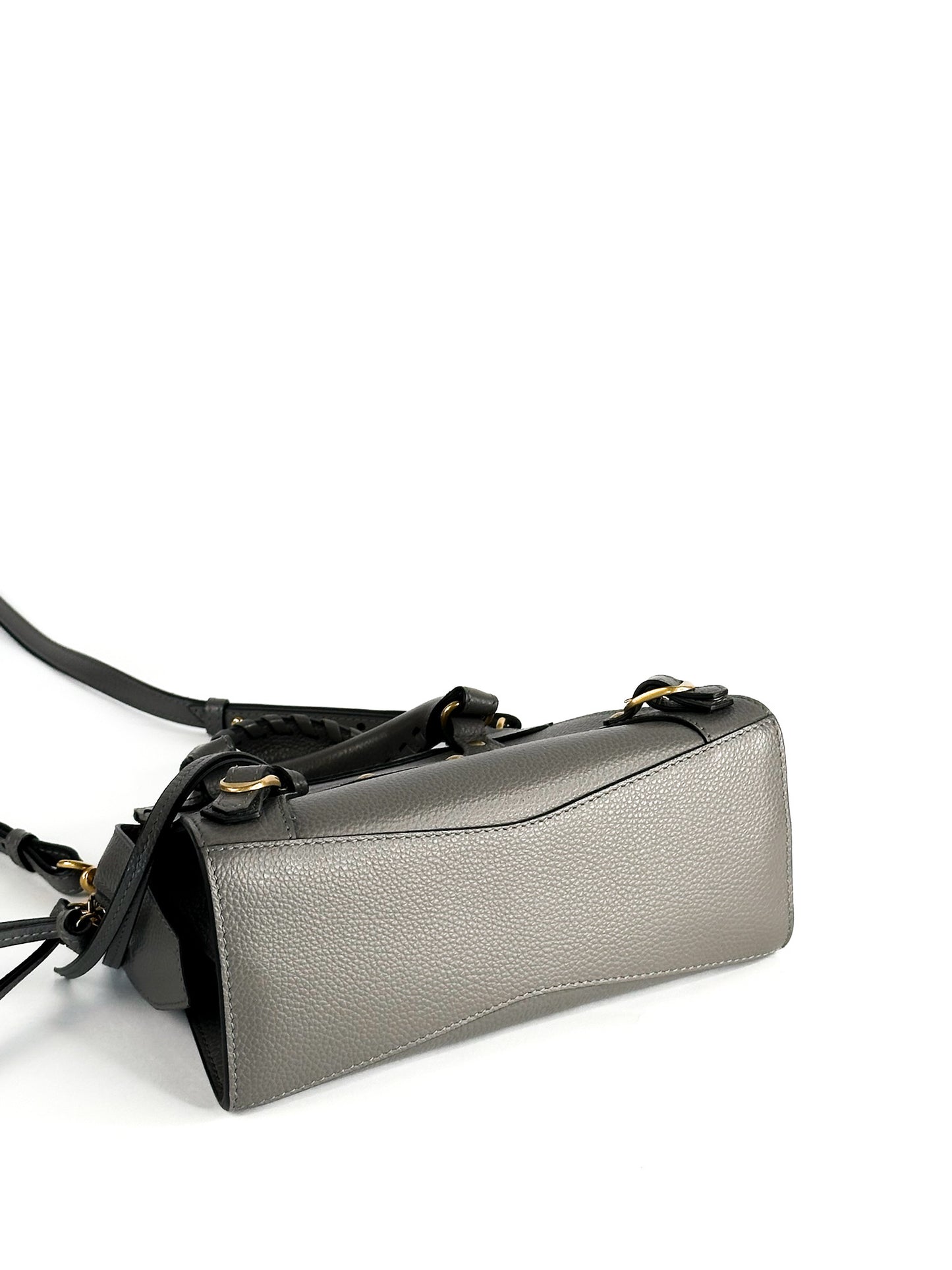 Balenciaga Grained Calfskin Neo Classic Gold Hardware Mini City Dark Grey