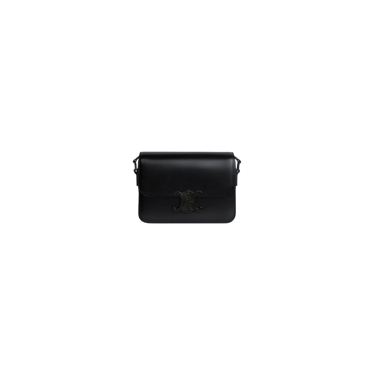 Celine Triomphe Leather Handbag In Black