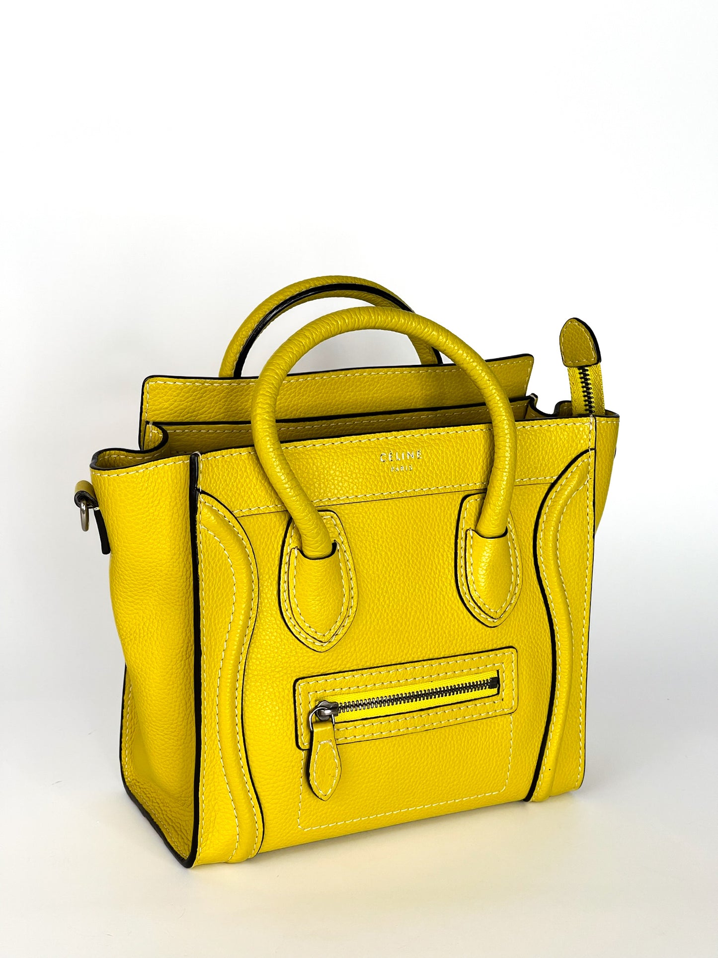 Celine Yellow Leather Nano Luggage Tote