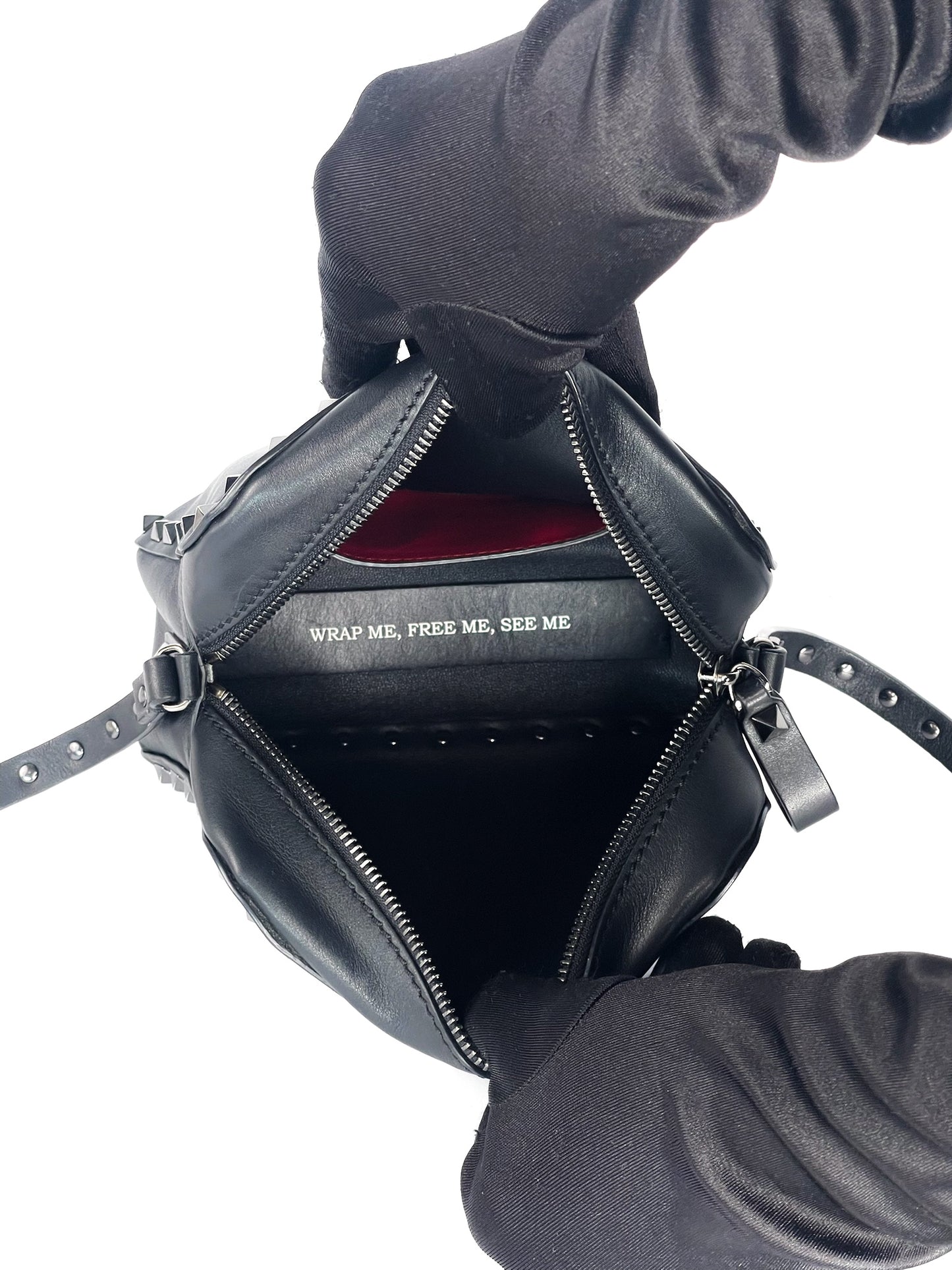 Valentino Garavani X UNDERCOVER Calfskin Rockstud Rose Print Camera Crossbody Bag Black Limited Edition
