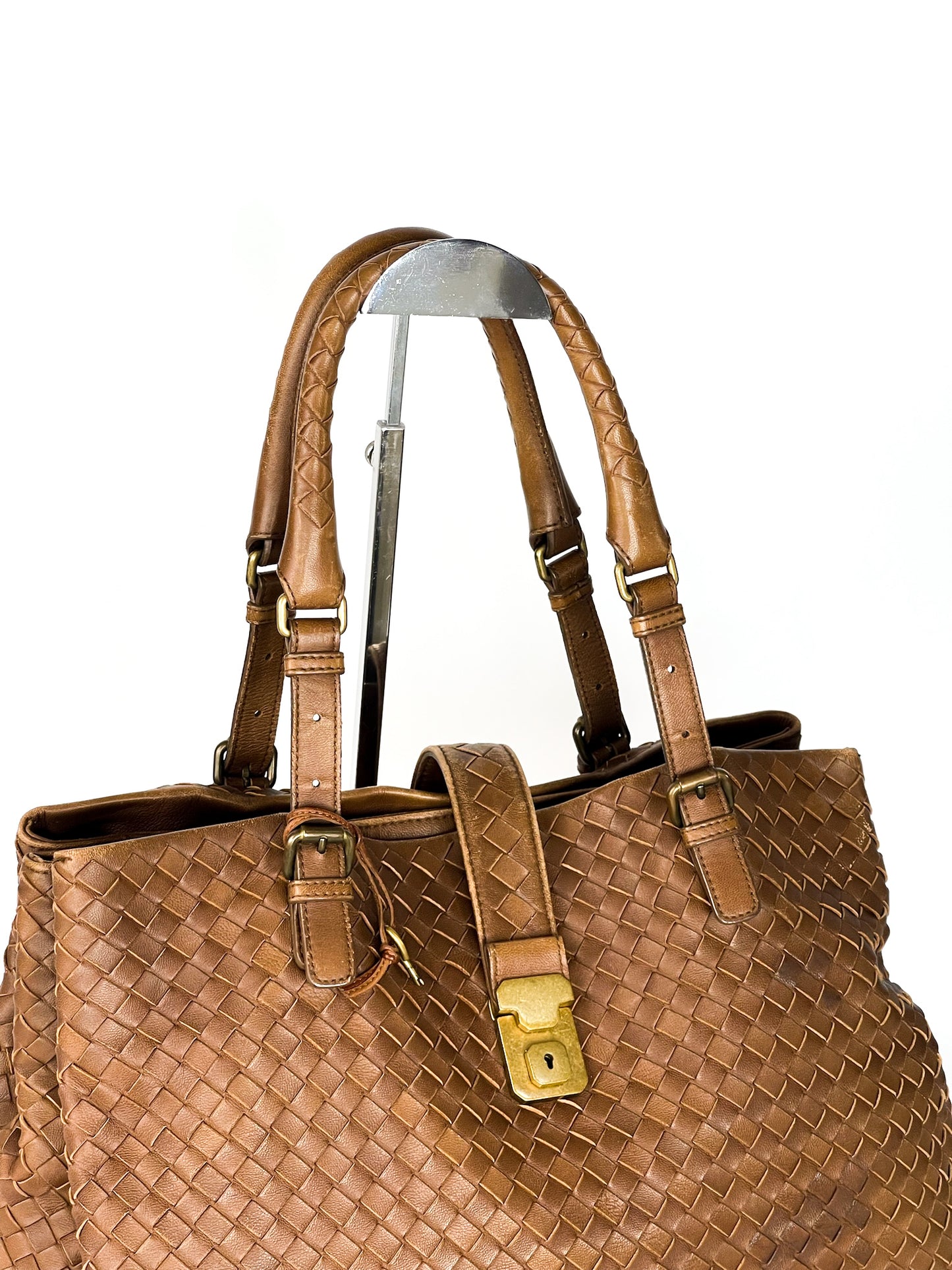 Bottega Veneta Tan Intrecciato Leather Roma Tote