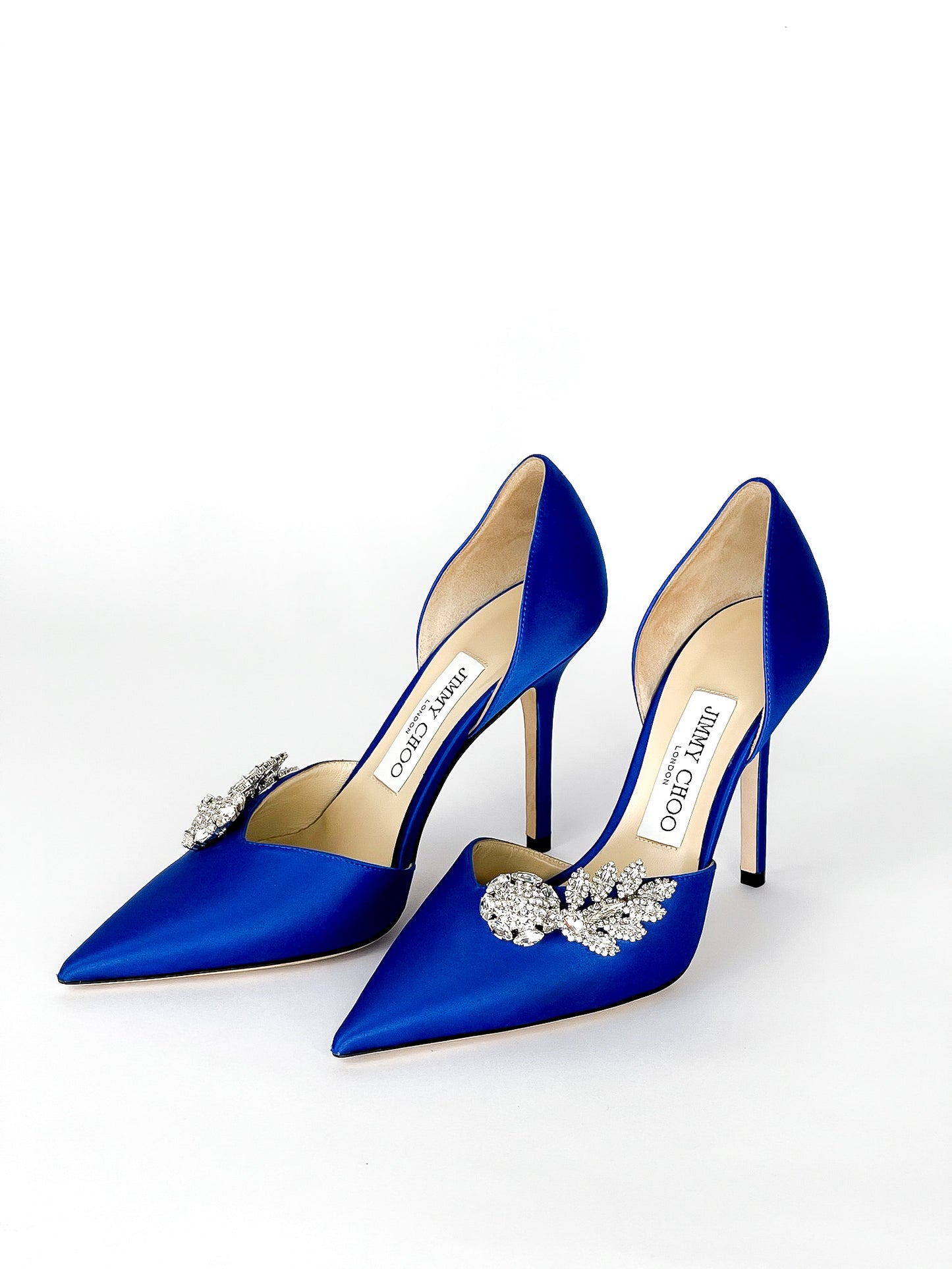 Jimmy Choo Blue Satin Crystal
Embellished D'ORSAY Heels Pump Size
35 fits 36