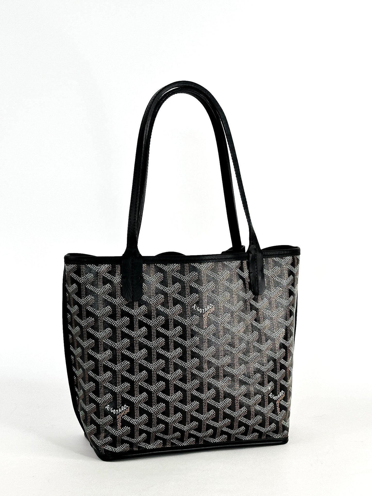 Goyard Black Goyardine Canvas Reversible Mini Anjou Tote