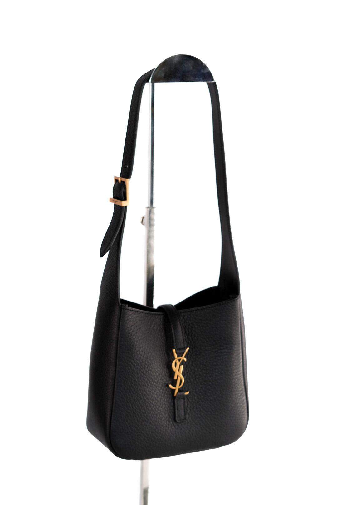 Saint Laurent Grained Calfskin Baby Le 5 A 7 Supple Hobo Black