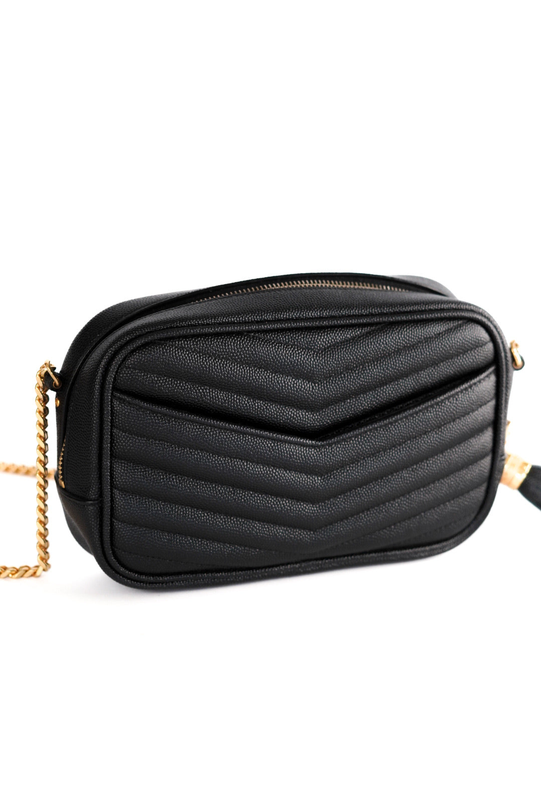 Saint Laurent Grain De Poudre Matelasse Monogram Mini Lou Camera Bag Black