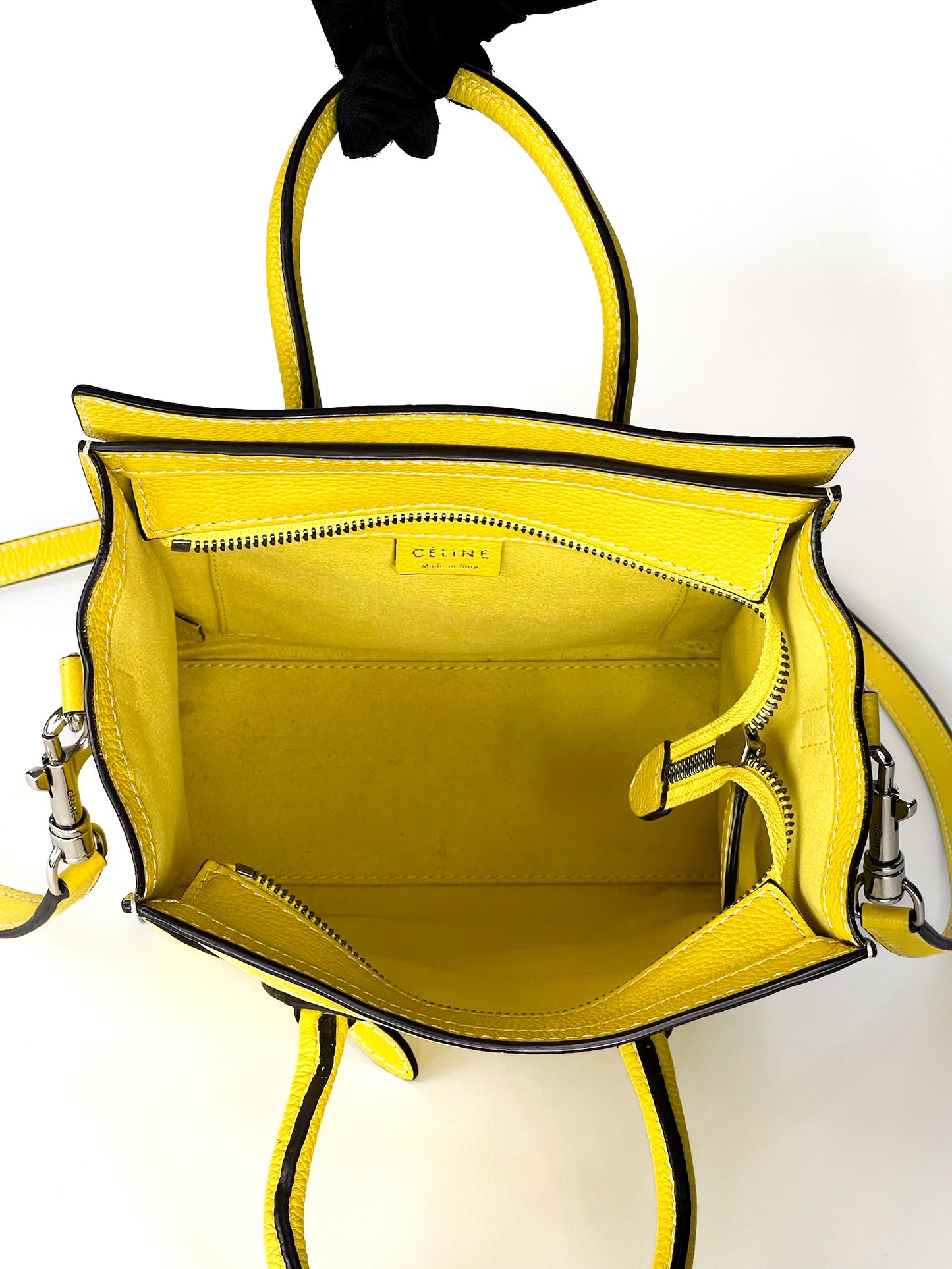 Celine Yellow Leather Nano Luggage Tote