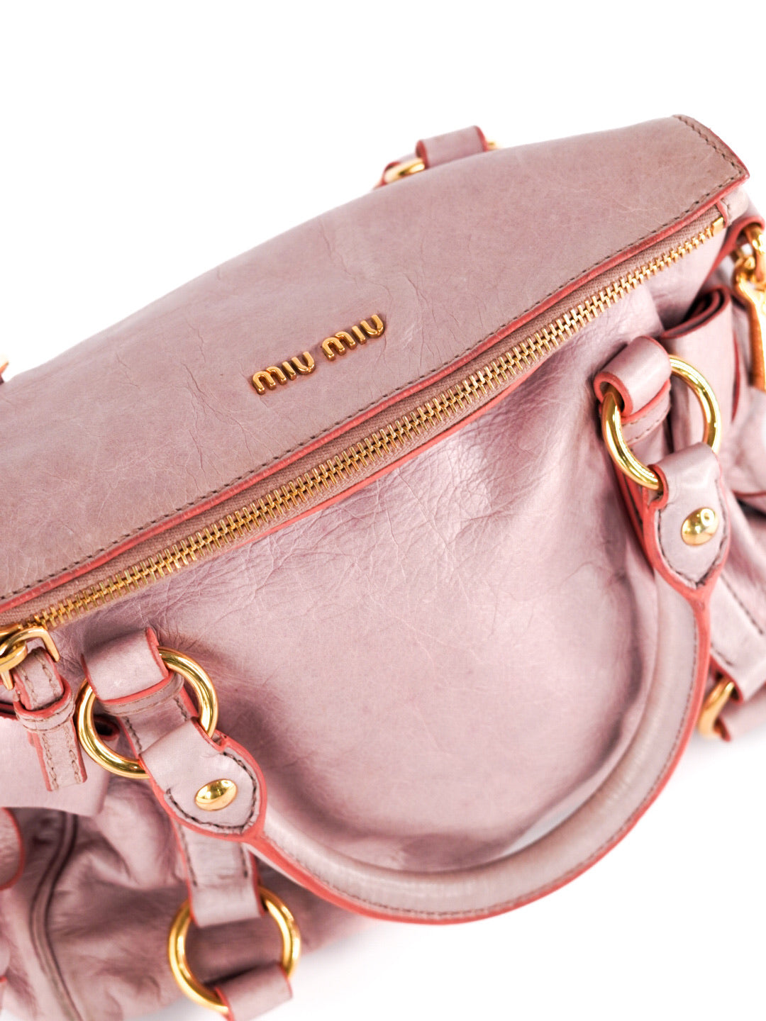 Miu Miu Vitello Lux Mini Bow Bag Mughetto
