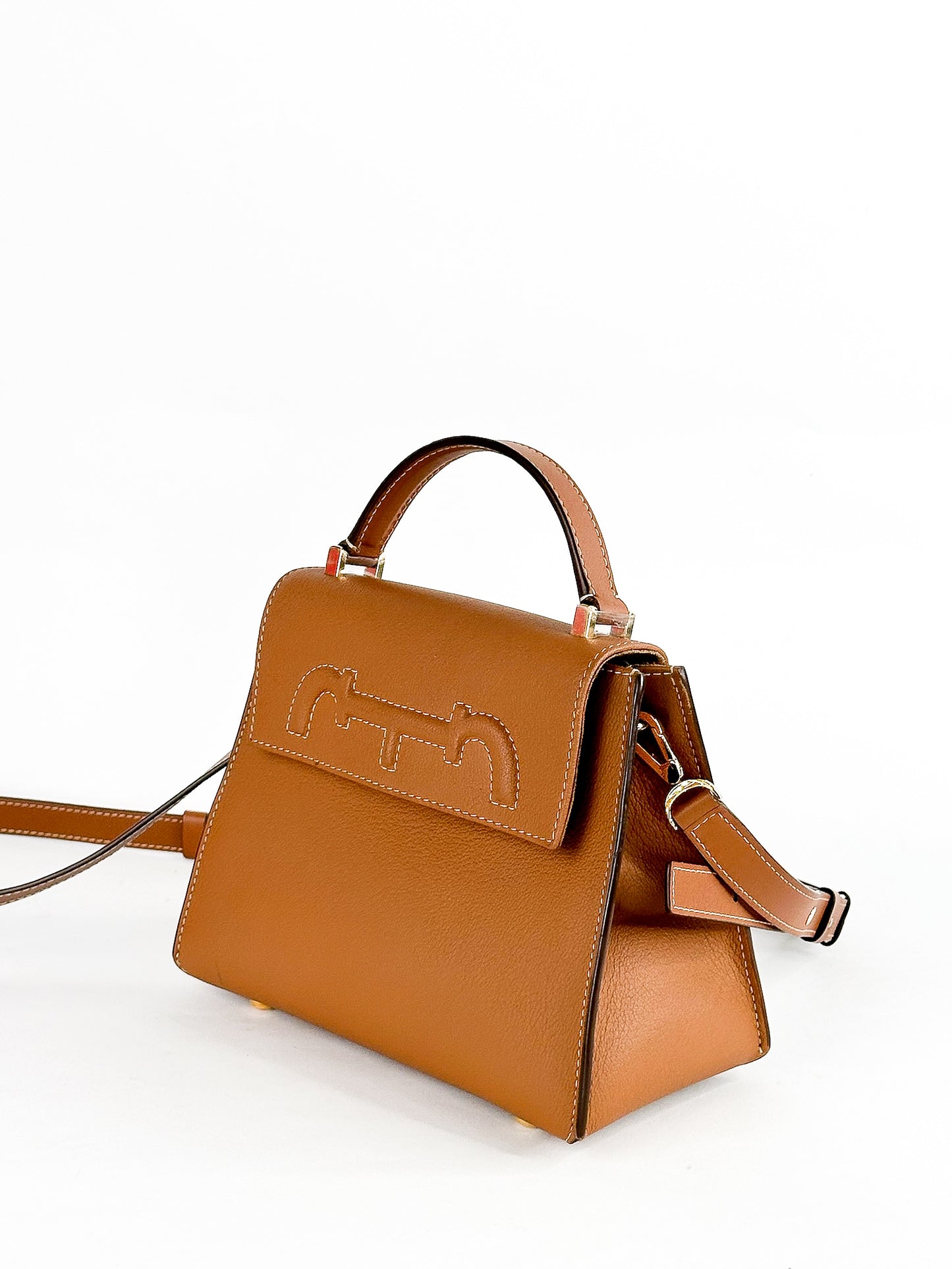 Carolina Herrera Doma Insignia Satchel Small in Cognac