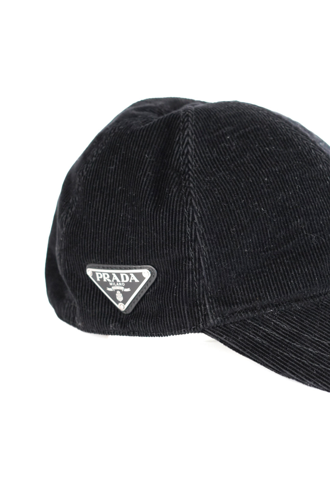 Prada Triangle-Logo Corduroy Cap