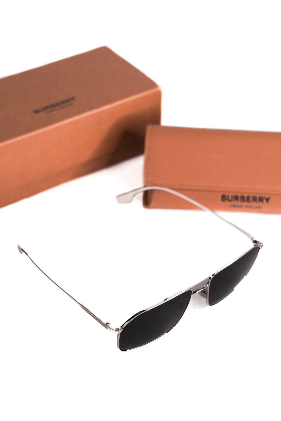Burberry Webb Silver Rectangular Sunglasses