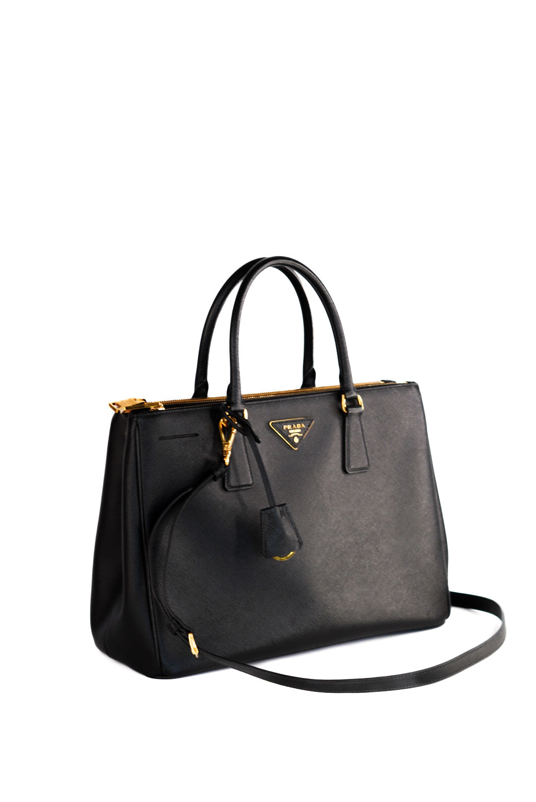 Prada Saffiano Medium Galleria Double Zip Tote Black