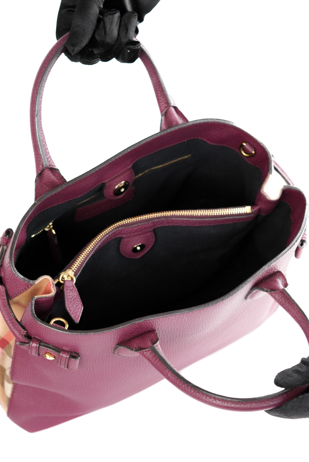 Burberry Medium Leather and House Check Banner Satchel