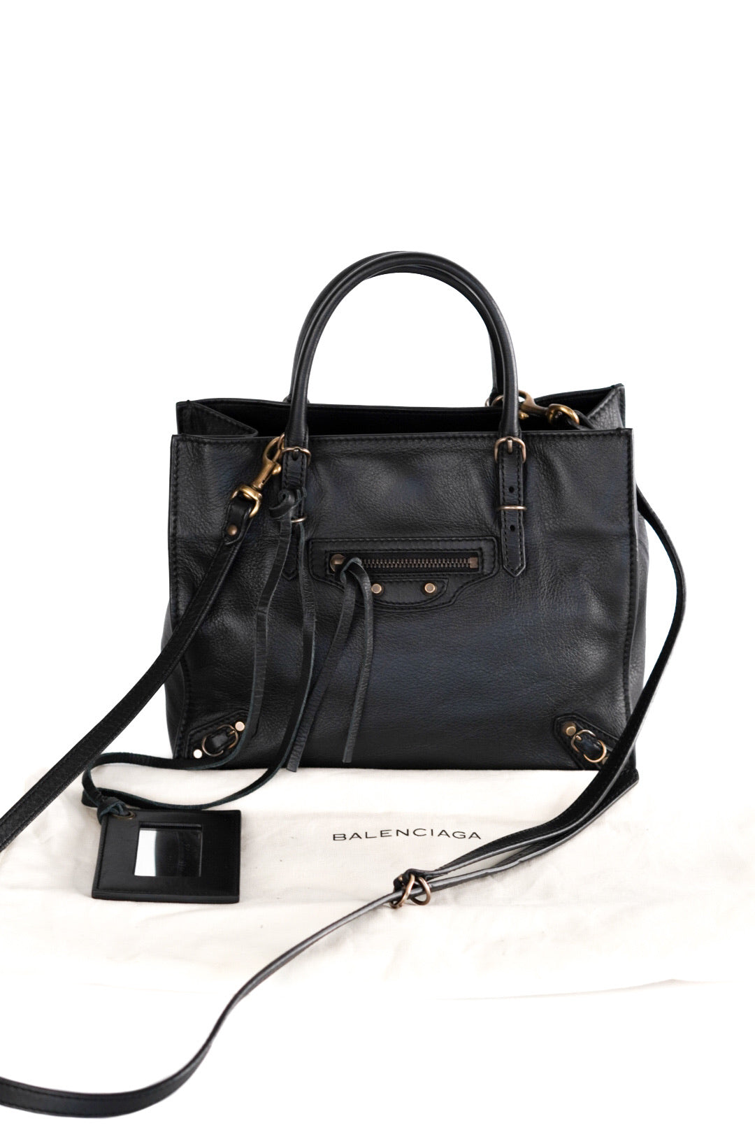 Balenciaga Calfskin Papier Mini A4 Tote Black