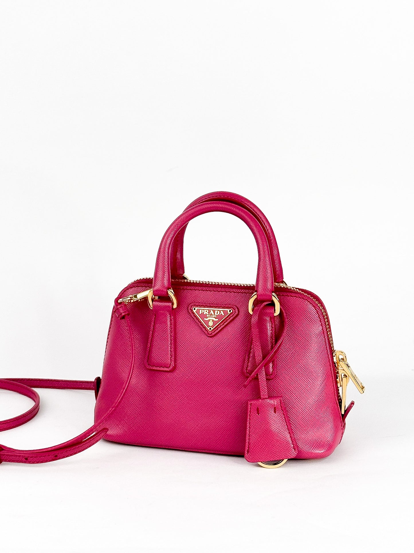 Prada Mini Saffiano Promenade Bag, Fuschia Pink