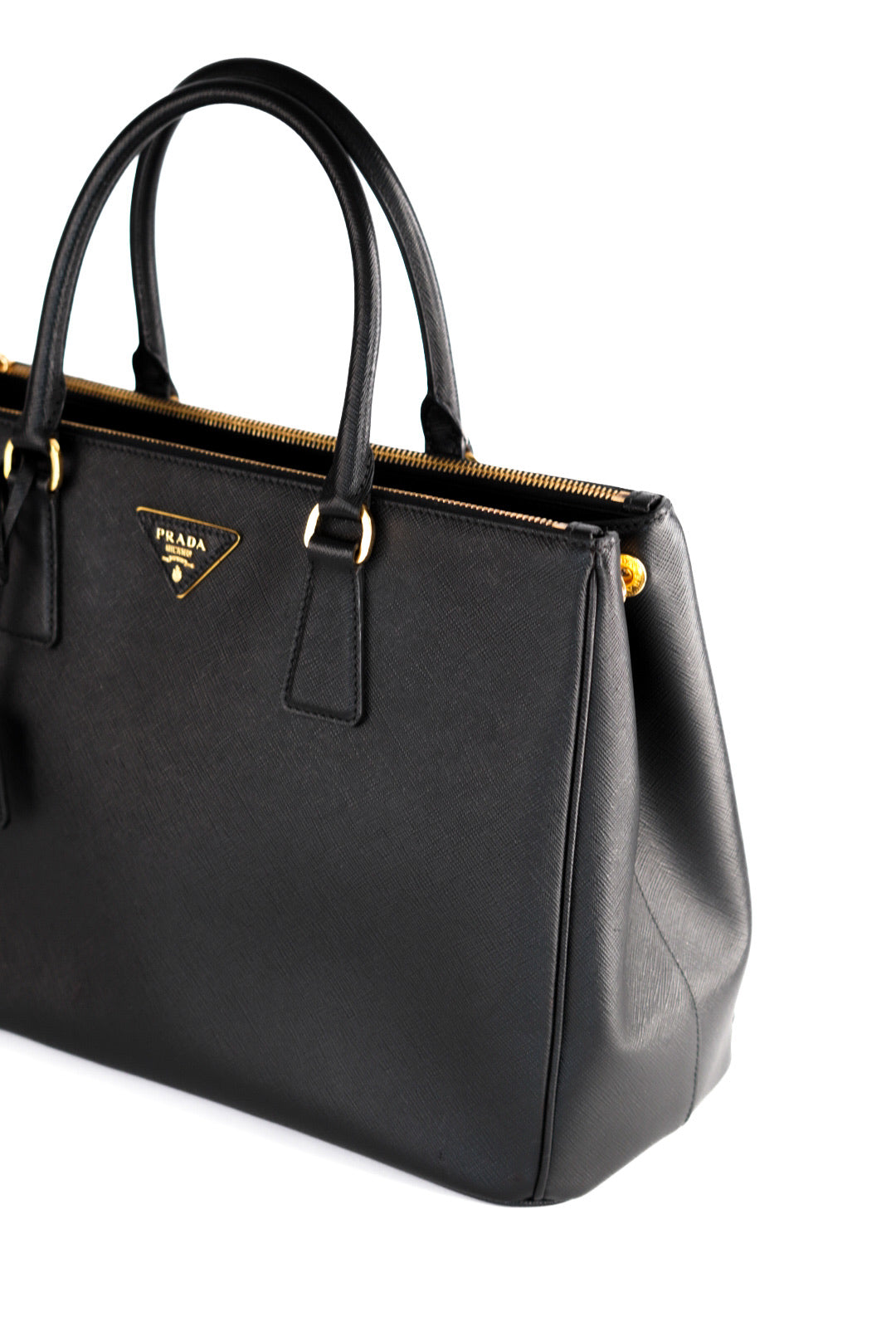 Prada Saffiano Medium Galleria Double Zip Tote Black