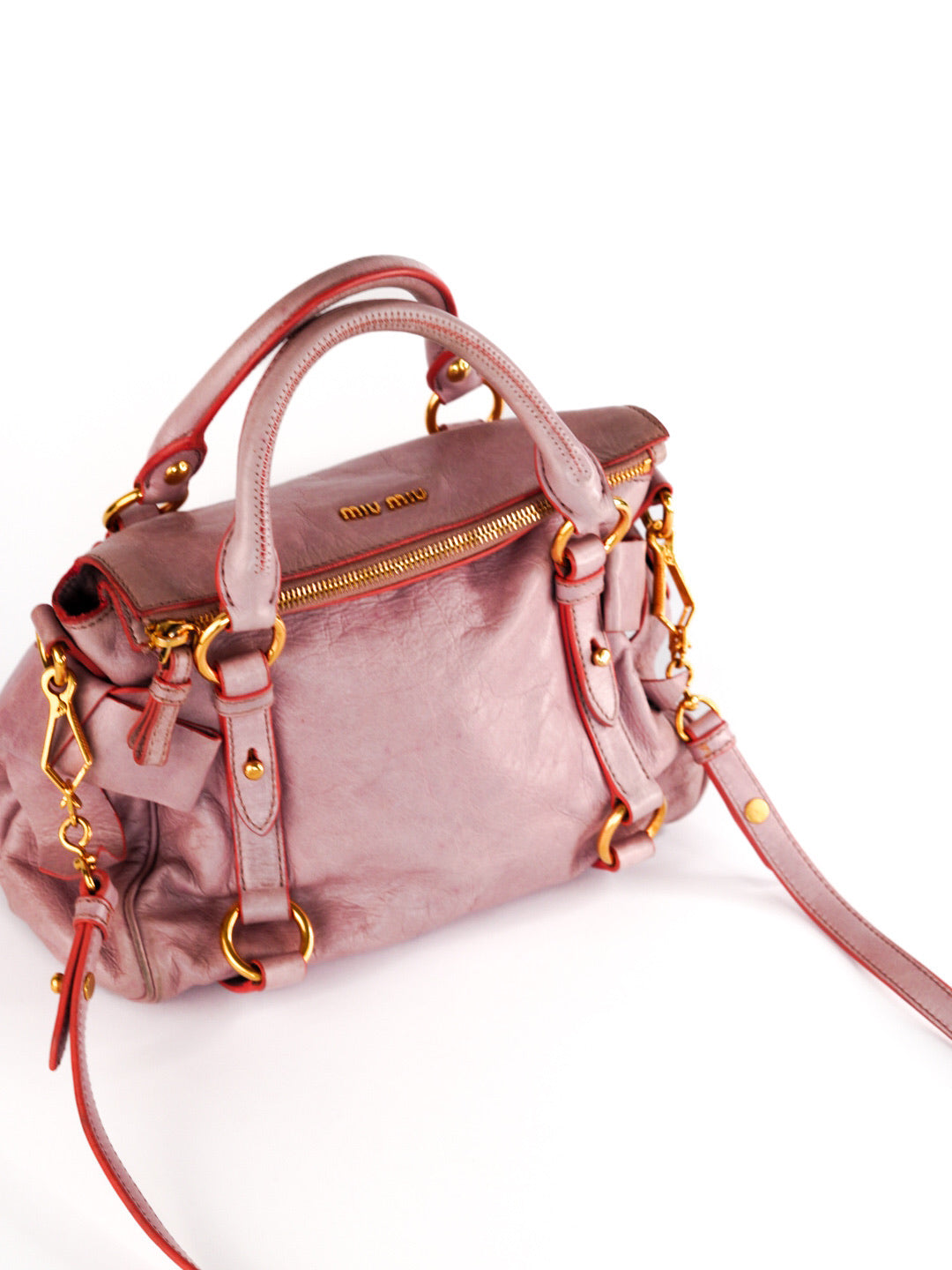 Miu Miu Vitello Lux Mini Bow Bag Mughetto