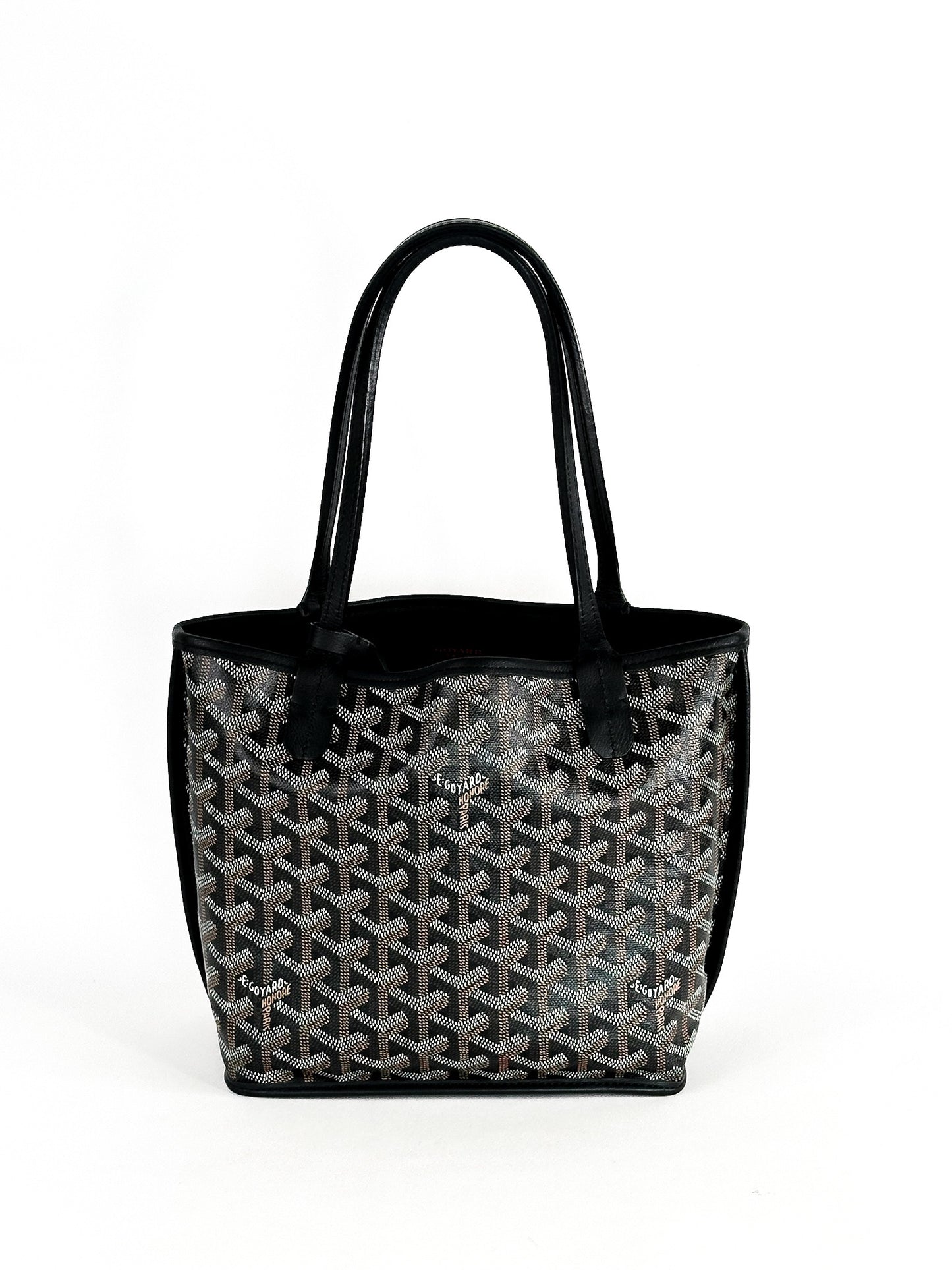 Goyard Black Goyardine Canvas Reversible Mini Anjou Tote