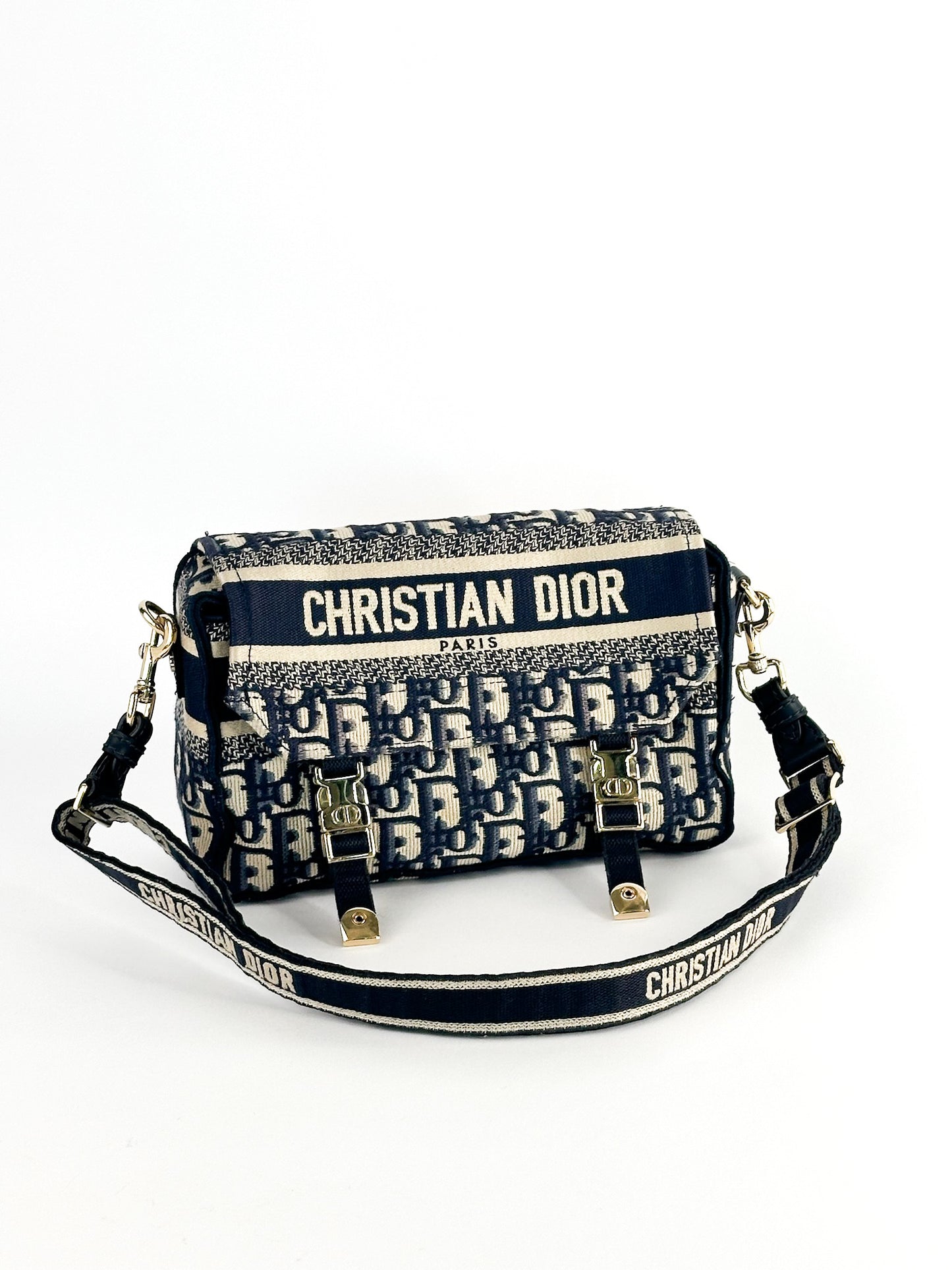 Christian Dior Camp Bag Blue Oblique Small Embroidery