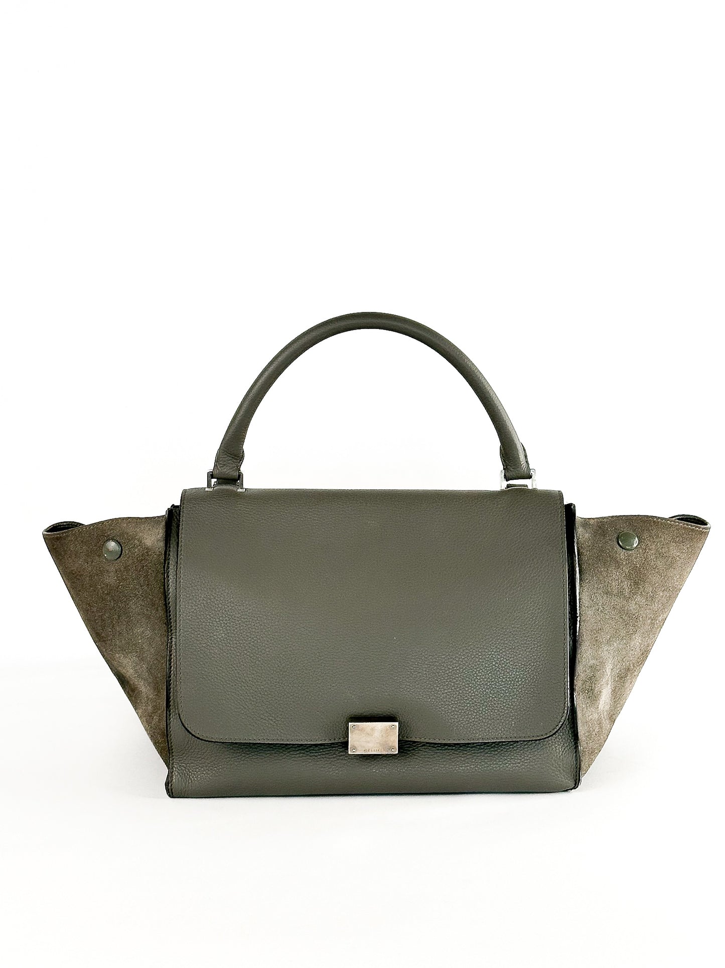 Celine Drummed Calfskin Suede Medium Trapeze