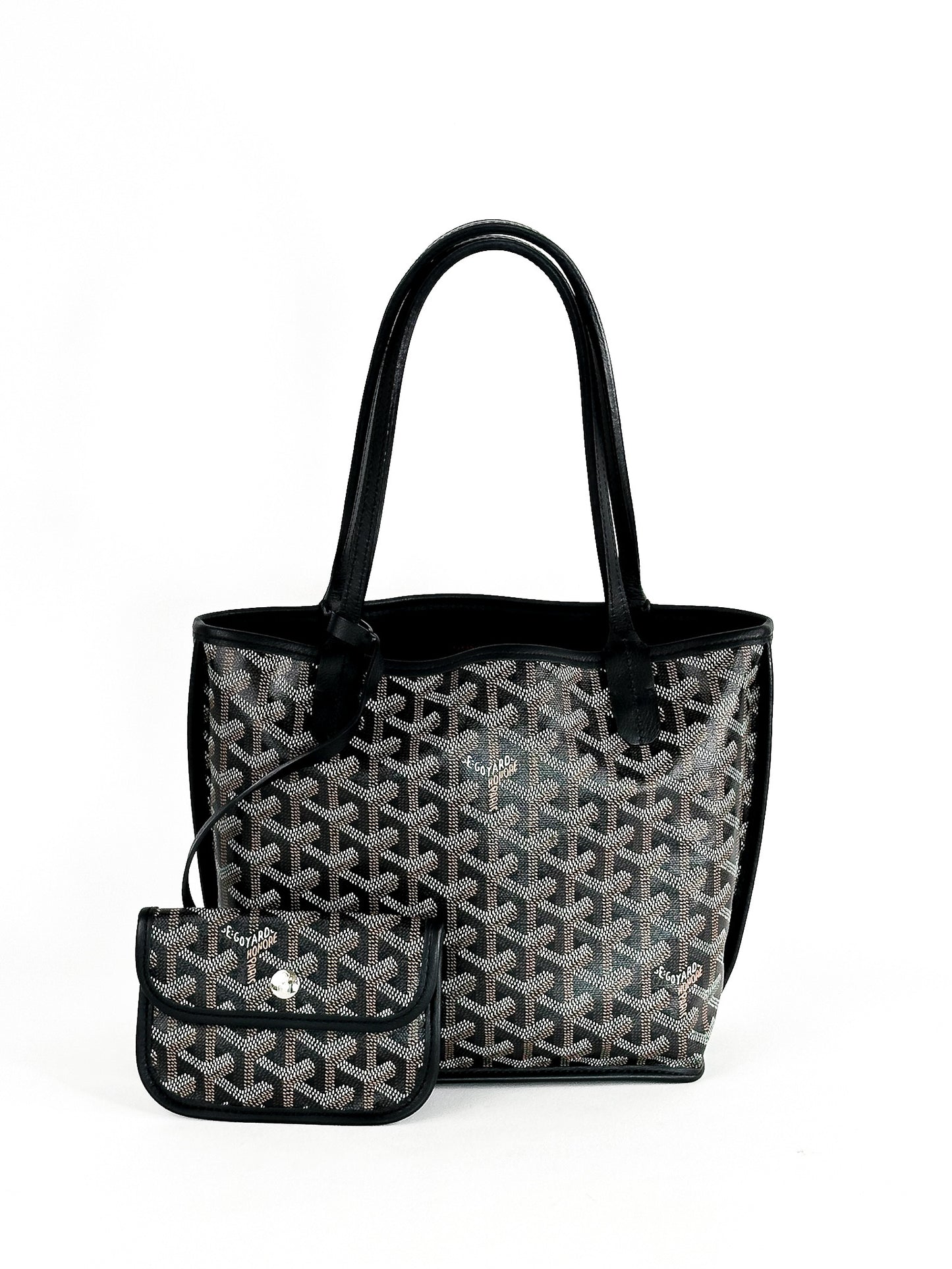 Goyard Black Goyardine Canvas Reversible Mini Anjou Tote