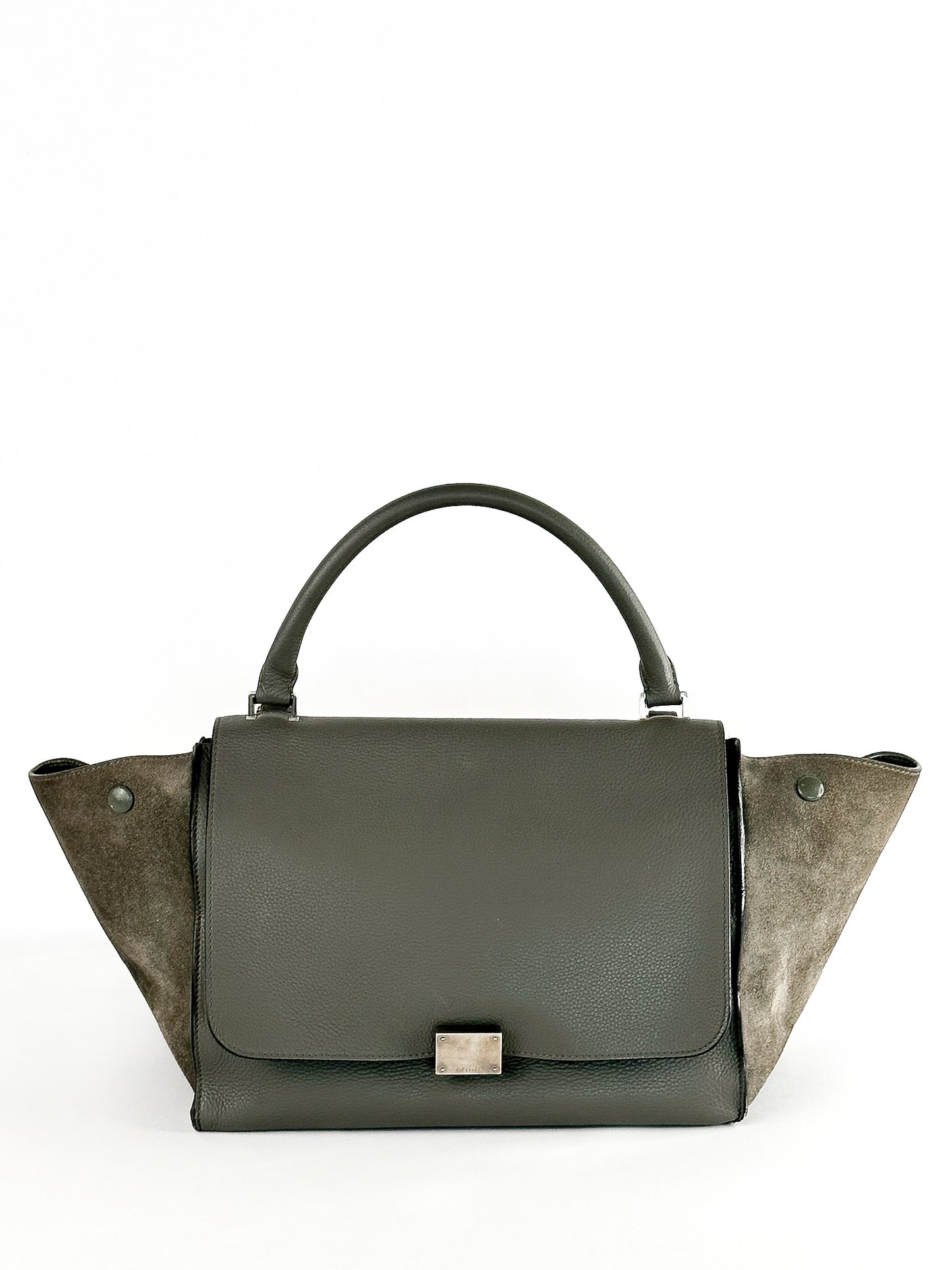 Celine Drummed Calfskin Suede Medium Trapeze