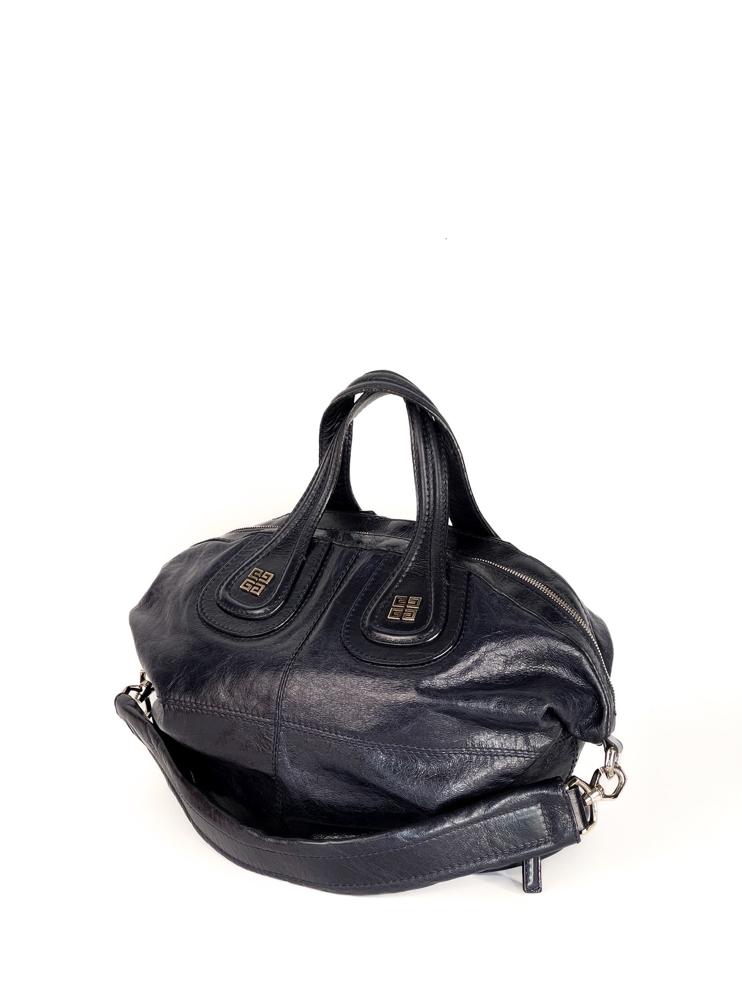 Givenchy Pebbled Lambskin Zip Animation Medium Nightingale Navy