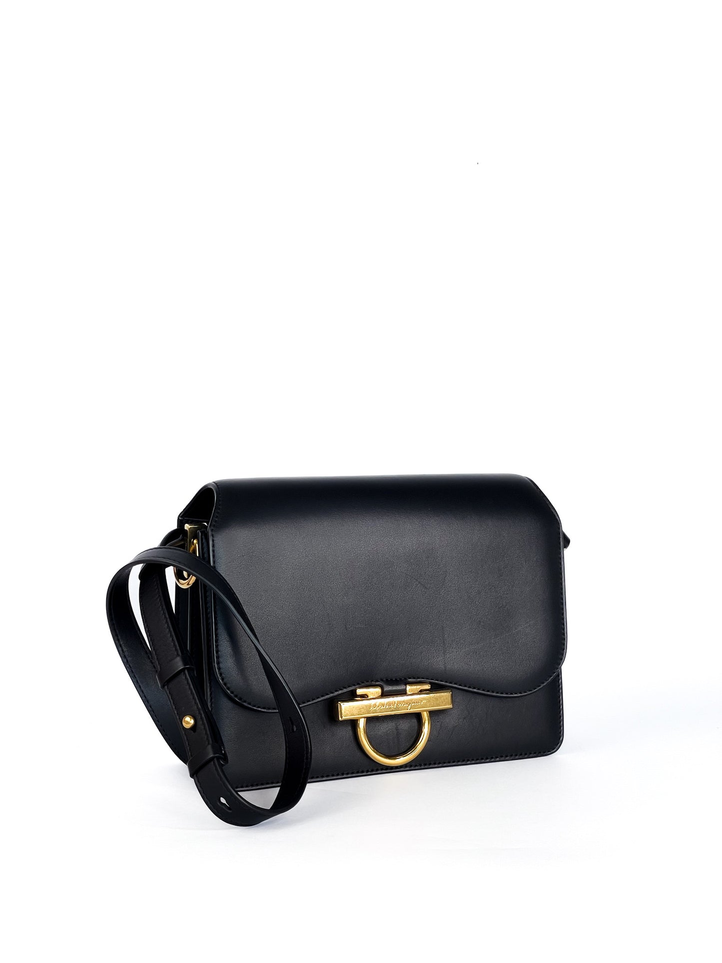Salvatore Ferragamo Calfskin Joanne Crossbody Black