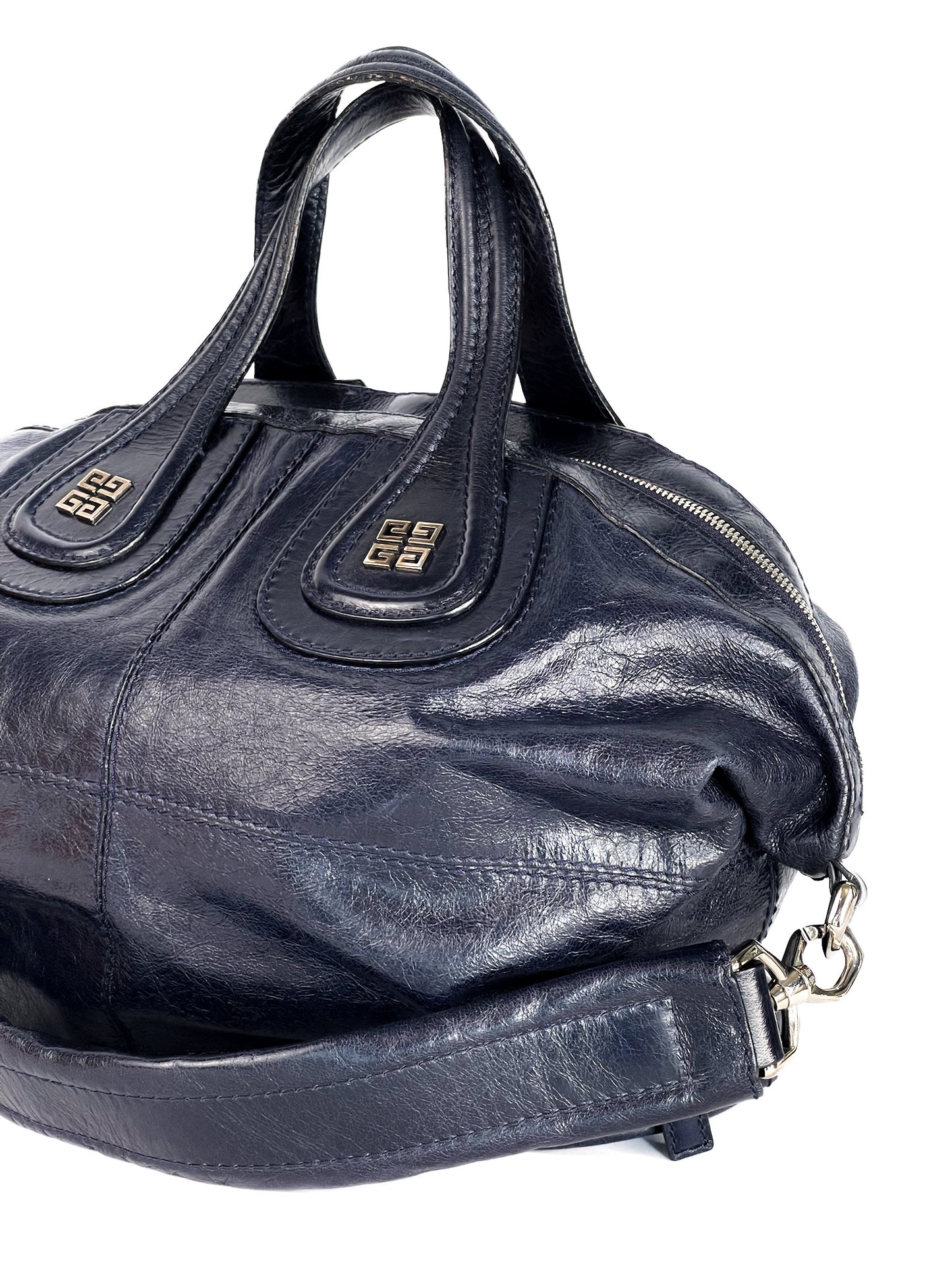 Givenchy Pebbled Lambskin Zip Animation Medium Nightingale Navy