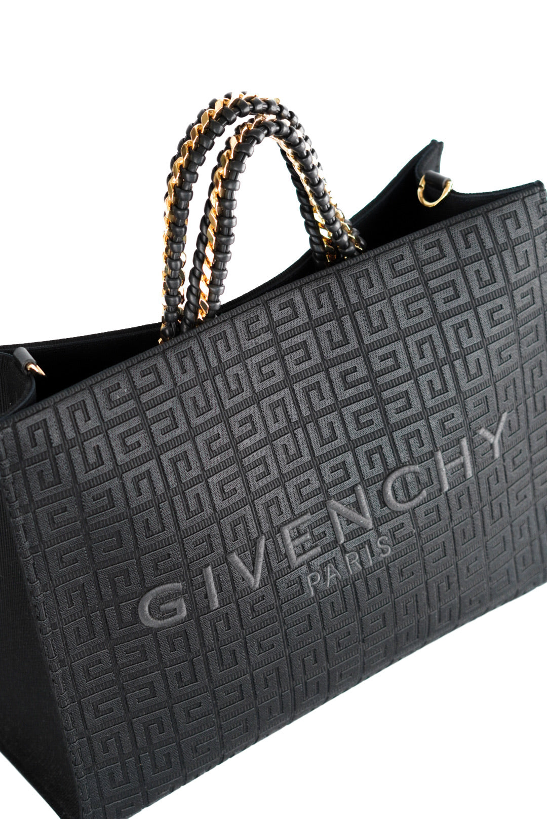 Givenchy Medium G-Tote Shopping Bag in 4G Embroidery with Chain