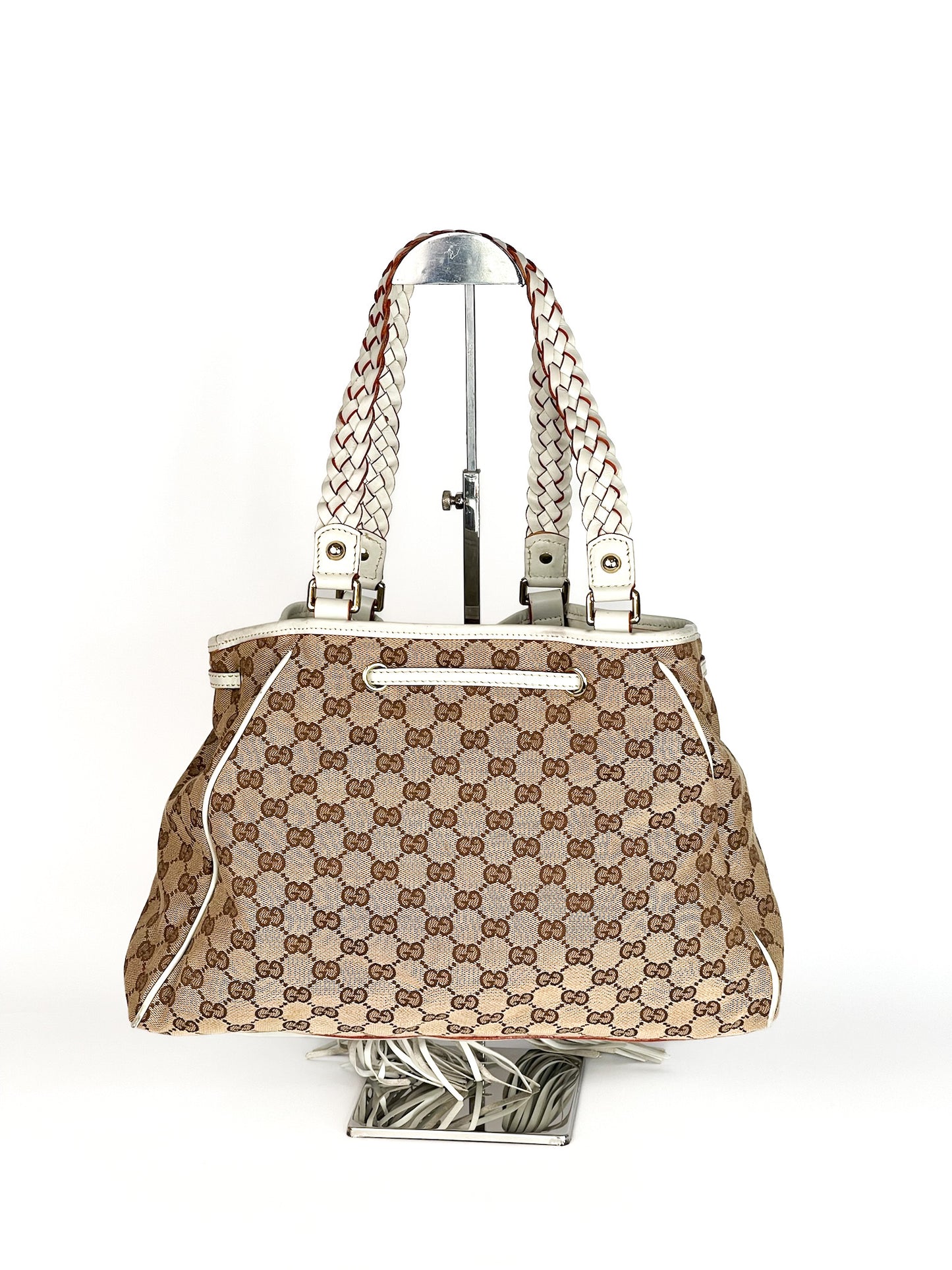 Gucci Monogram Peggy Braided Tote Off White