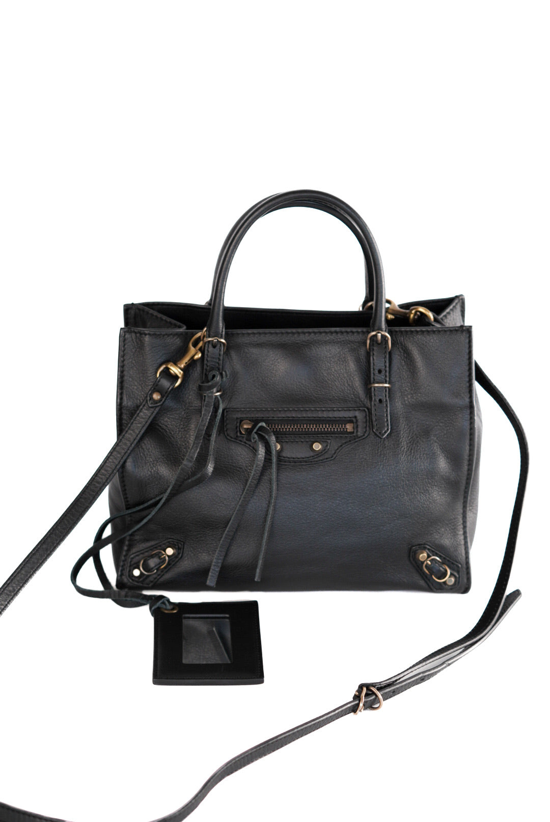 Balenciaga Calfskin Papier Mini A4 Tote Black