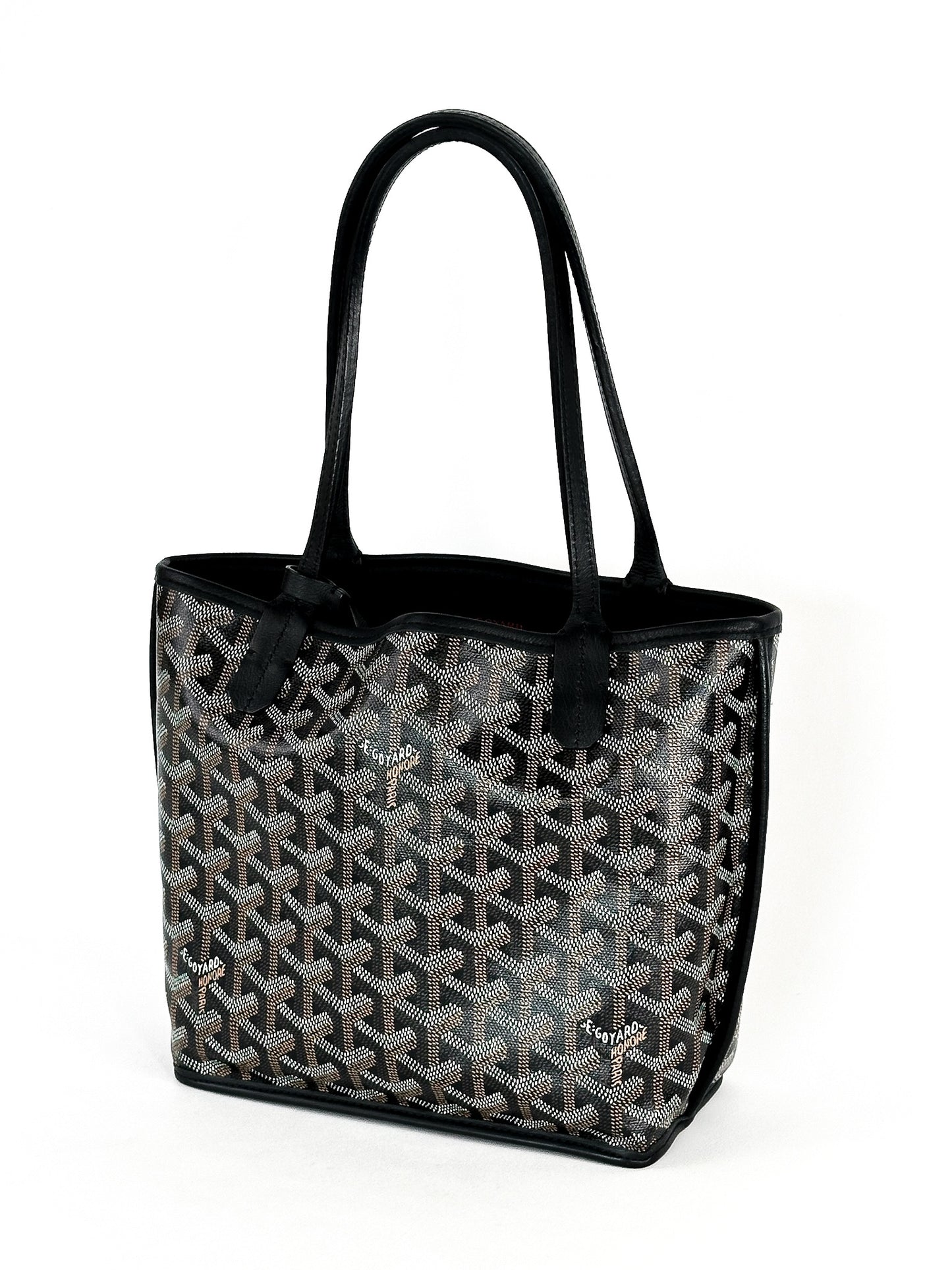 Goyard Black Goyardine Canvas Reversible Mini Anjou Tote