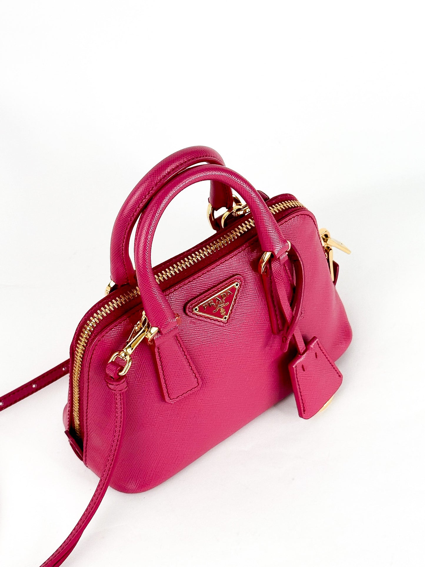 Prada Mini Saffiano Promenade Bag, Fuschia Pink