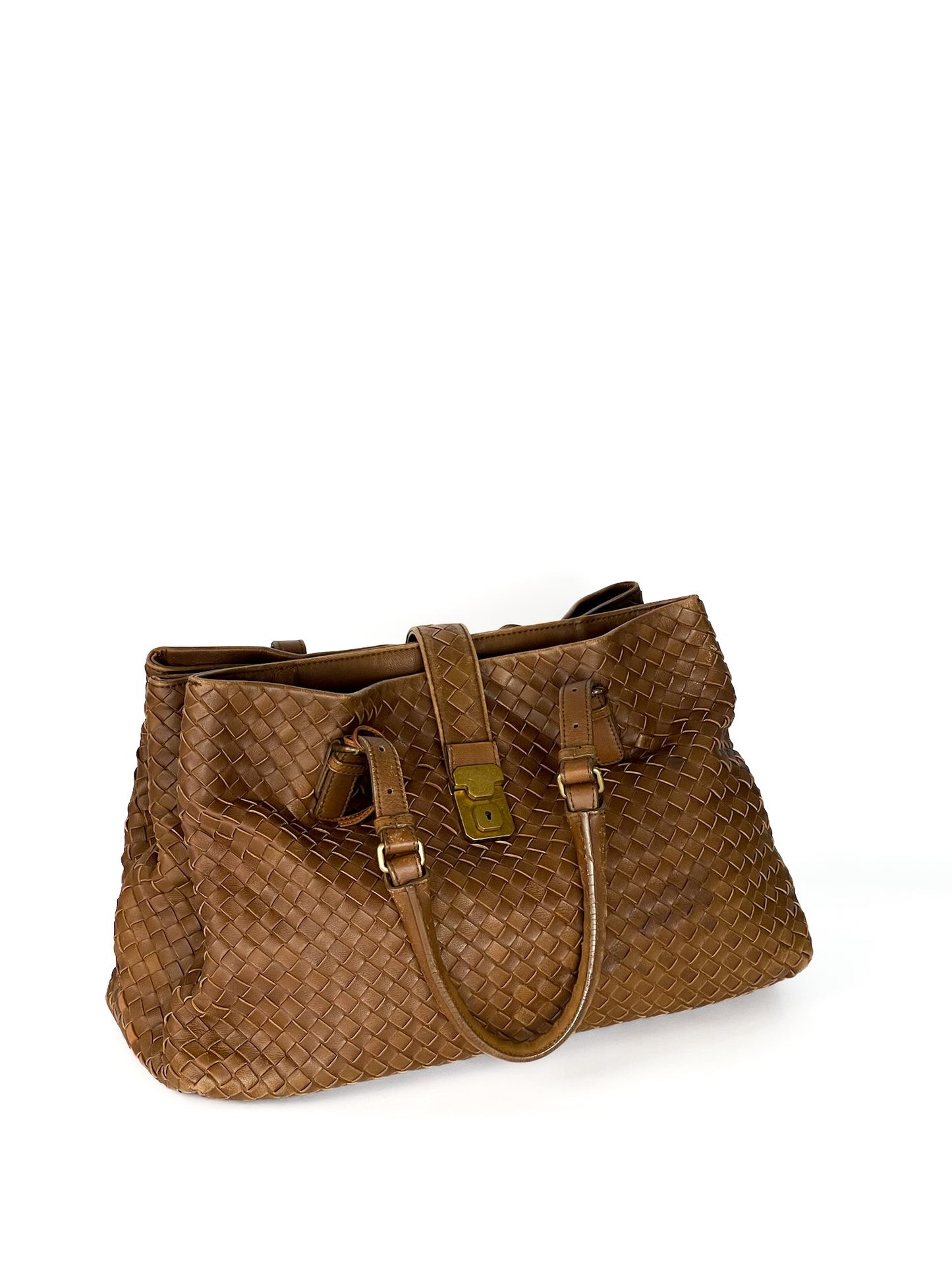 Bottega Veneta Tan Intrecciato Leather Roma Tote