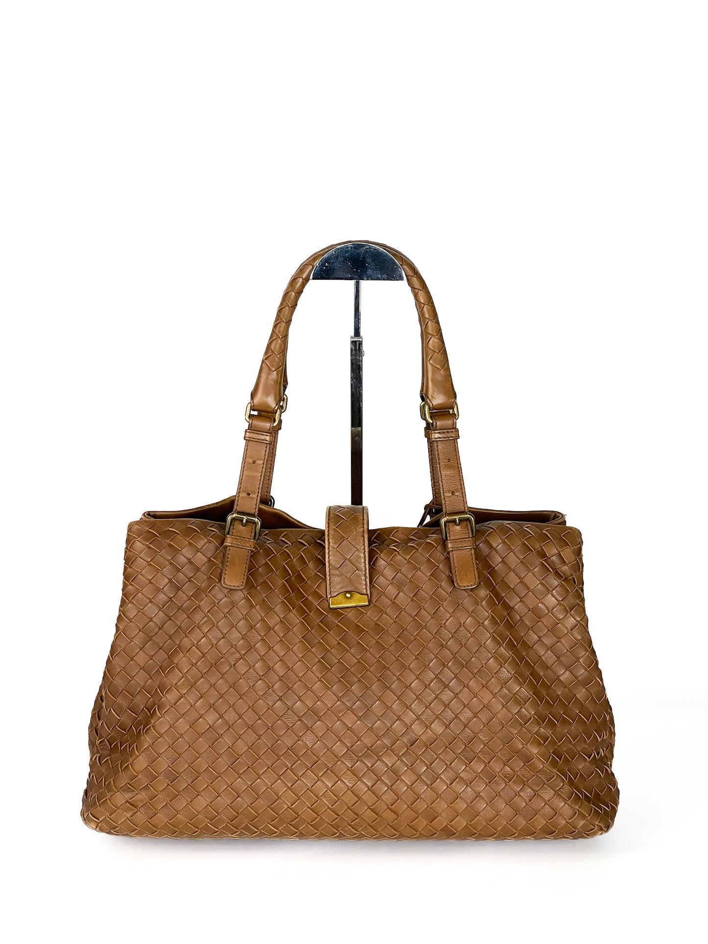 Bottega Veneta Tan Intrecciato Leather Roma Tote