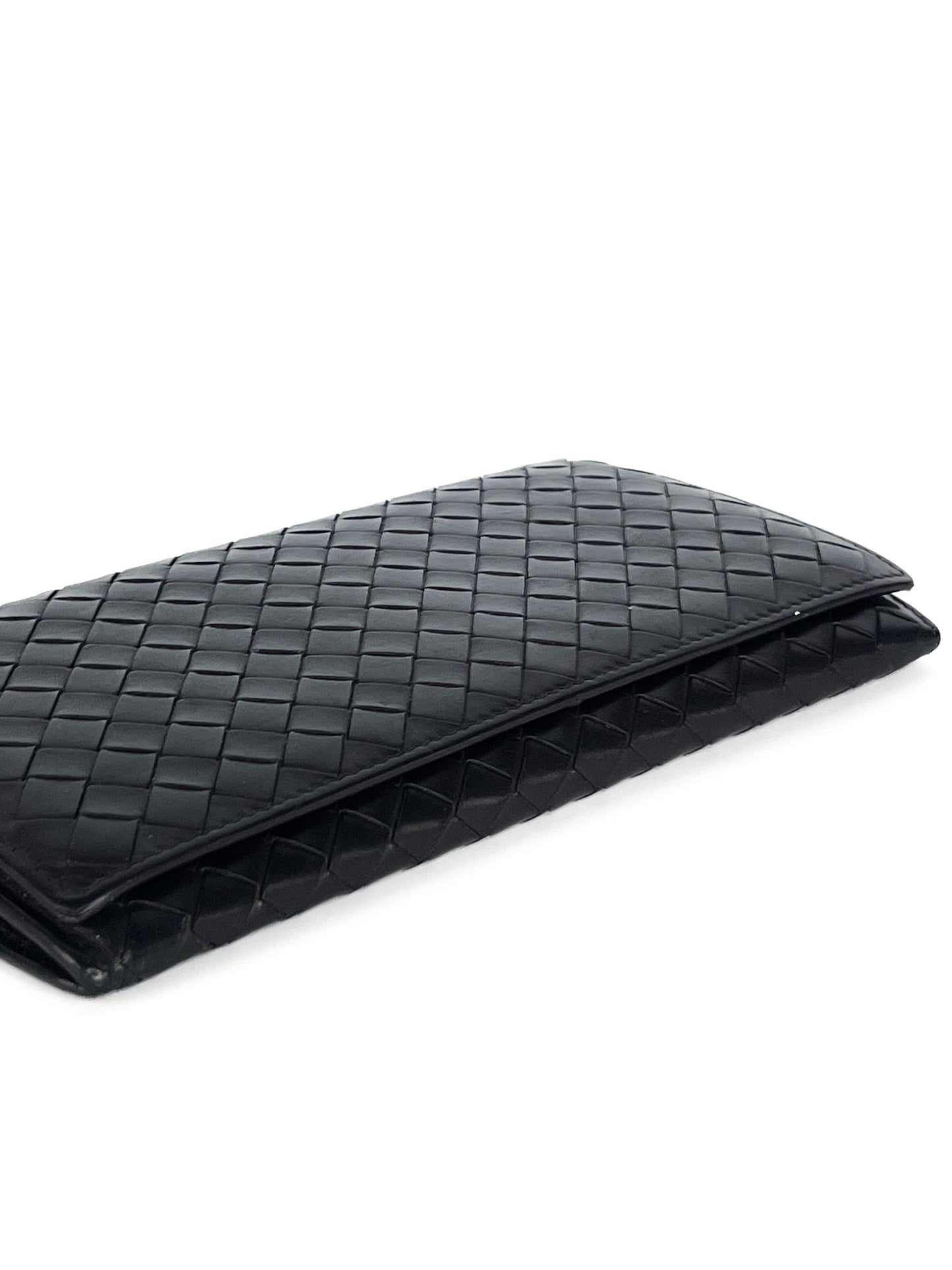 Bottega Veneta Black Intrecciato Leather Continental Wallet