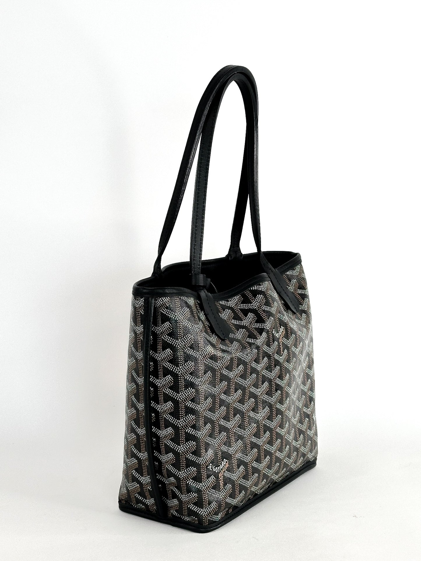 Goyard Black Goyardine Canvas Reversible Mini Anjou Tote