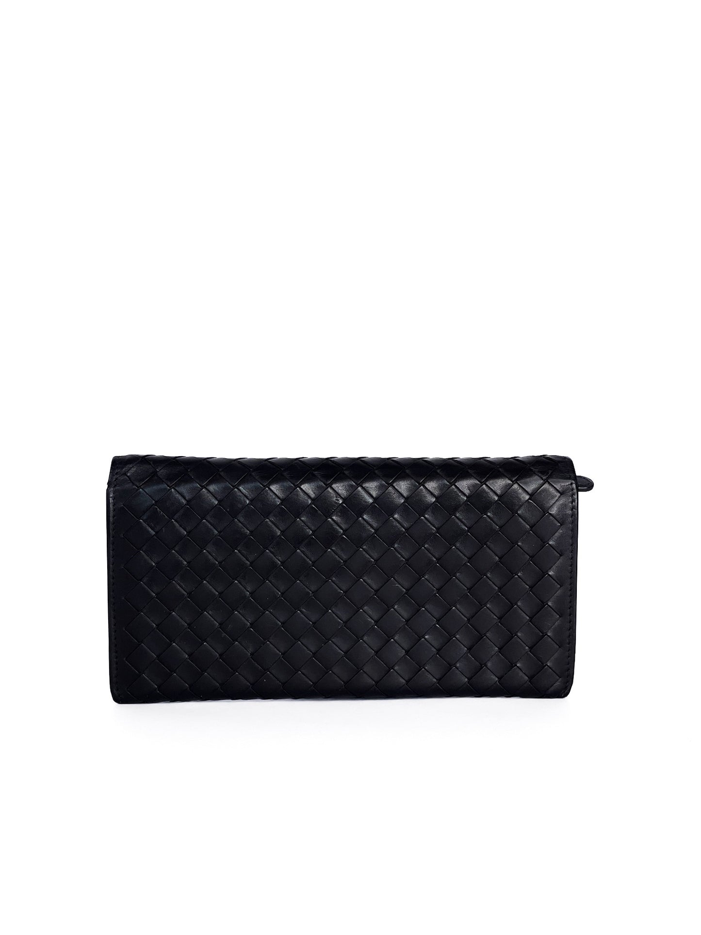 Bottega Veneta Black Intrecciato Leather Continental Wallet