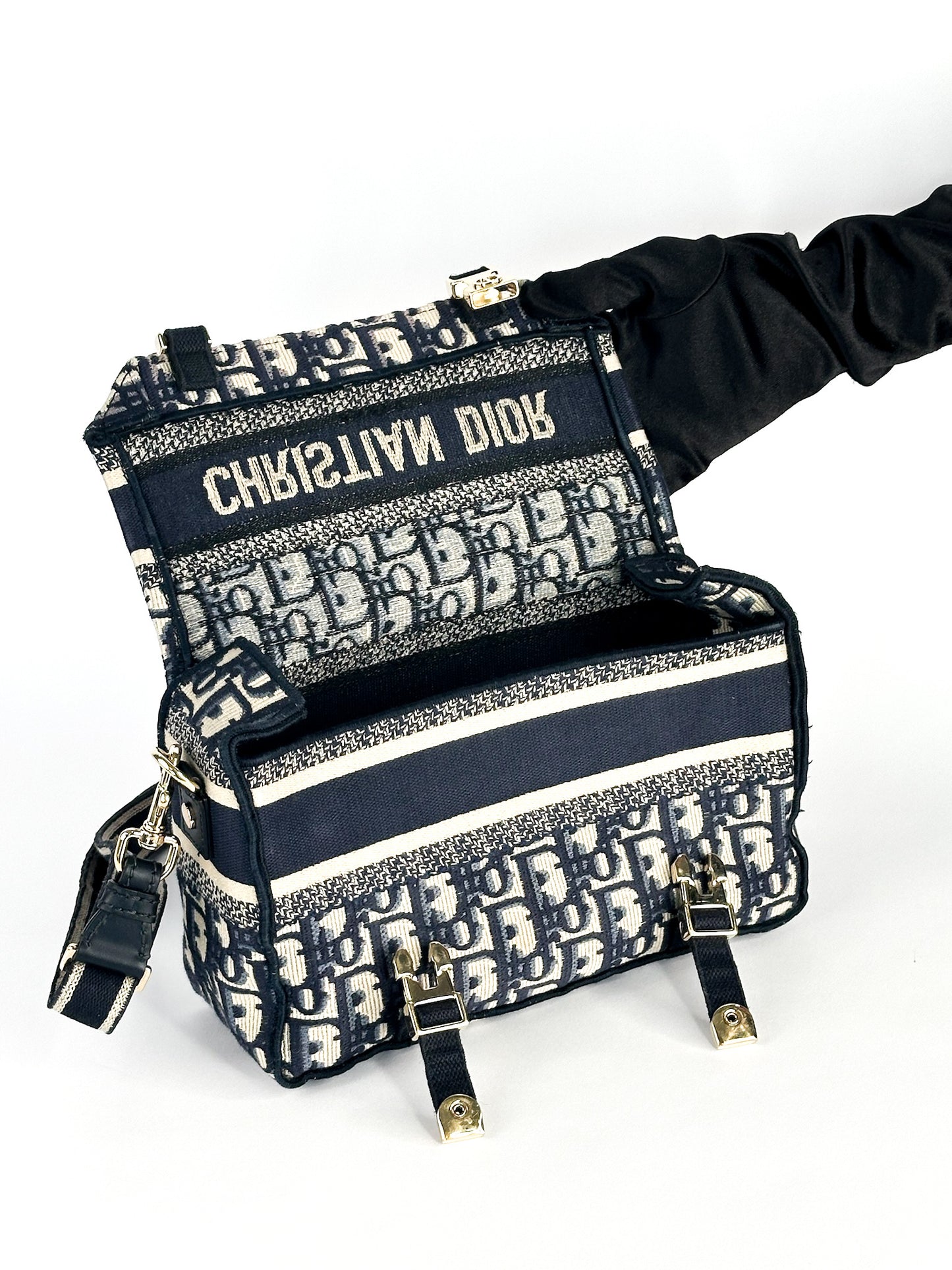 Christian Dior Camp Bag Blue Oblique Small Embroidery