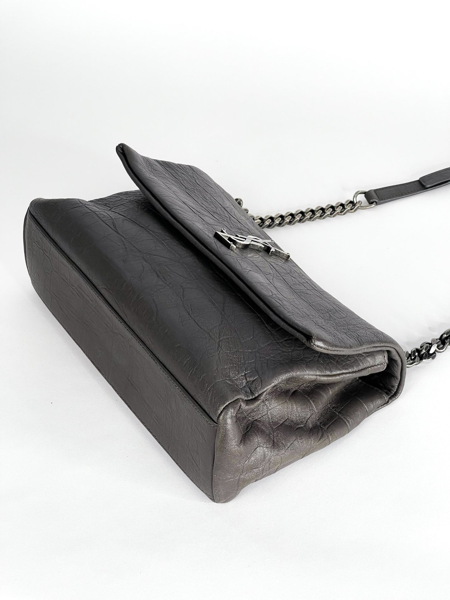 Saint Laurent West Hollywood Shoulder Bag Crocodile Embossed Leather Medium