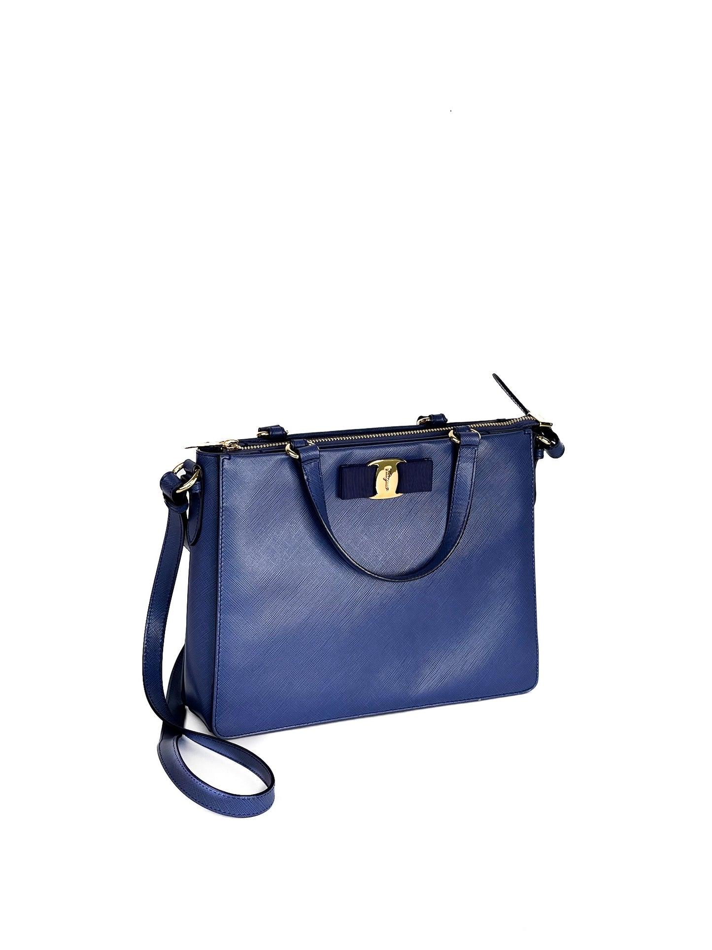 Salvatore Ferragamo Printed Calfskin Tracy Vara Tote New Iris